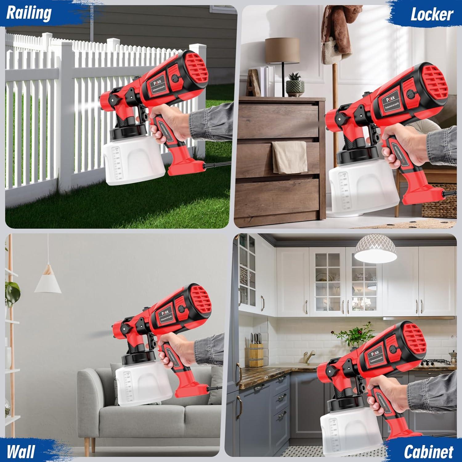 Pulverizador de pintura eléctrica HVLP 850W Pokk con 6 boquillas