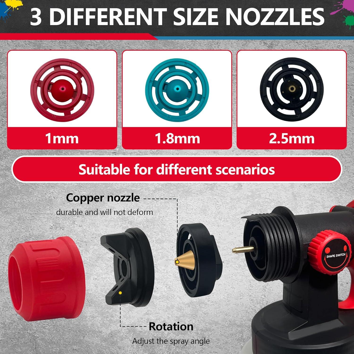 Pulverizador de pintura 600W BYCZONE con 1000ml y 3 boquillas