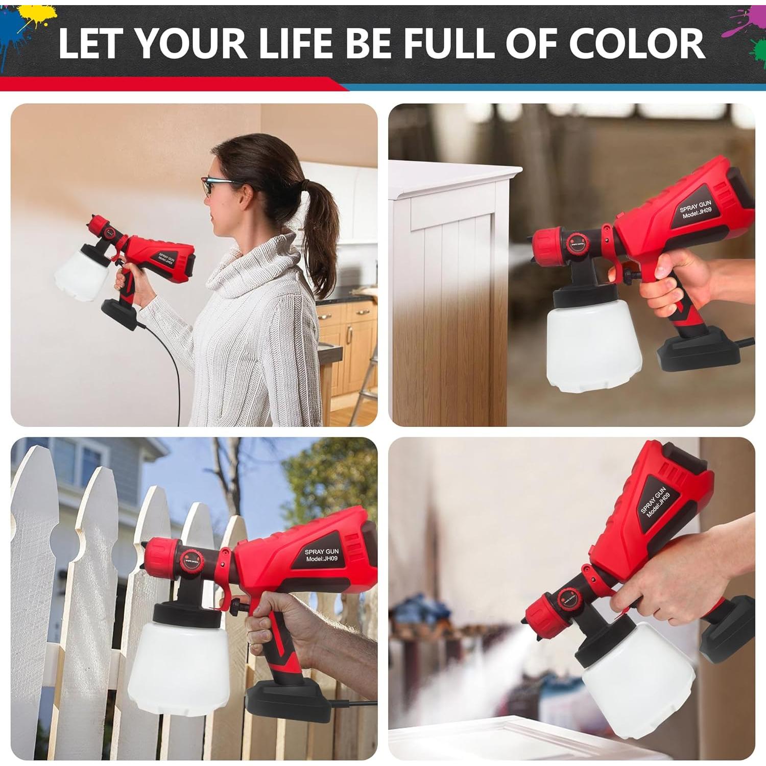 Pulverizador de pintura 600W BYCZONE con 1000ml y 3 boquillas