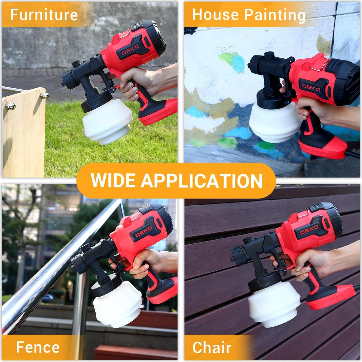 Pistola de Pulverización DEKOPRO 700W HVLP 800ml 4 Boquillas