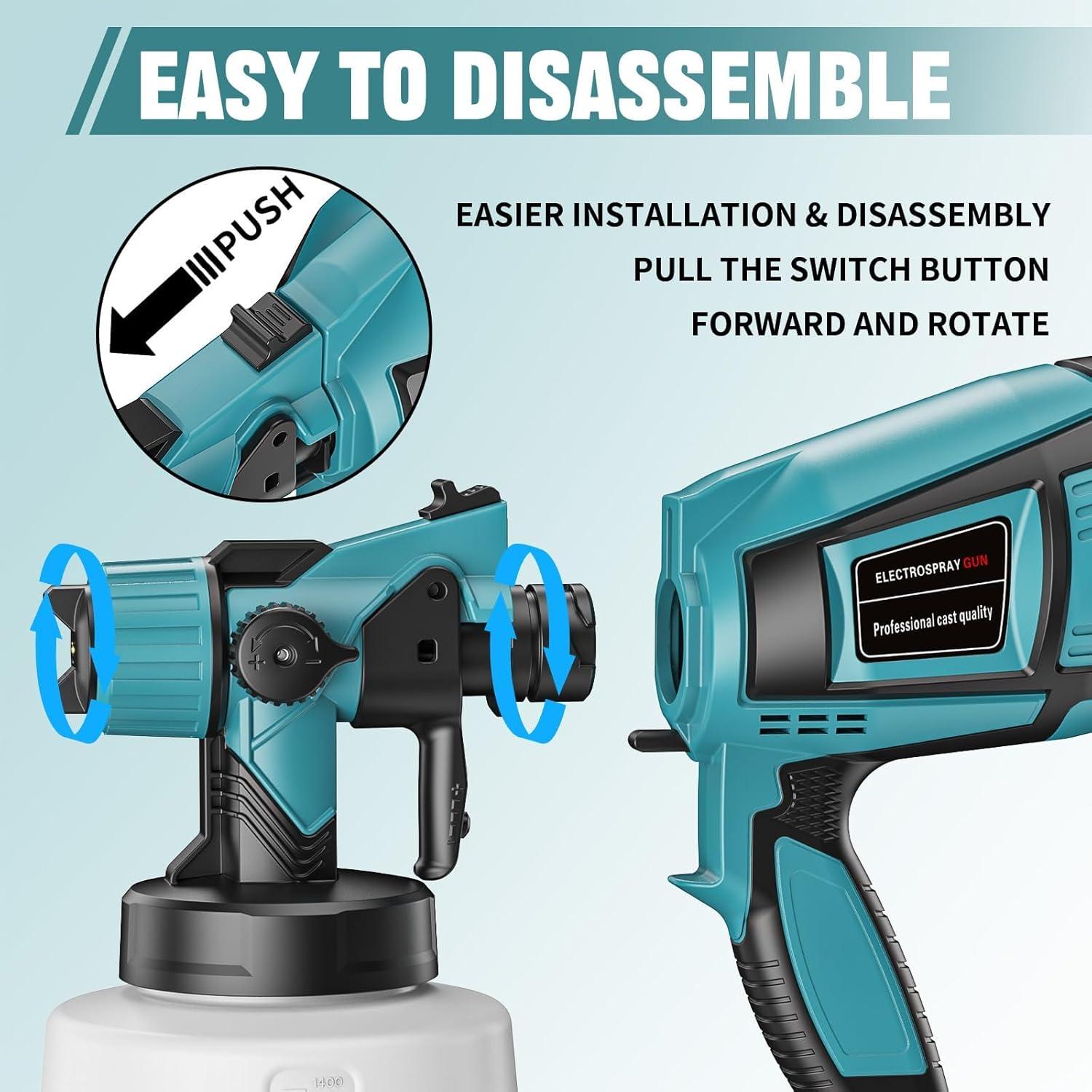 Pulverizador de Pintura Eléctrico EFEKOL 1000W 1400ml 4 Boquillas