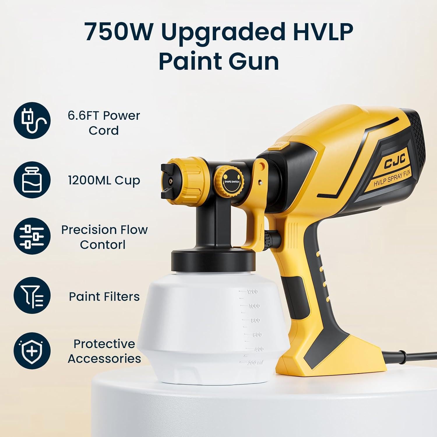 Pulverizador de Pintura CJC N33-104-1899 750W 1200ml Amarillo