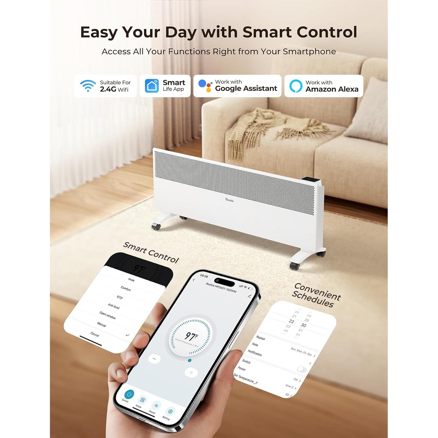 Calefactor Eléctrico Reekie HP2401-15DWM 1500W Mica Infrarrojo