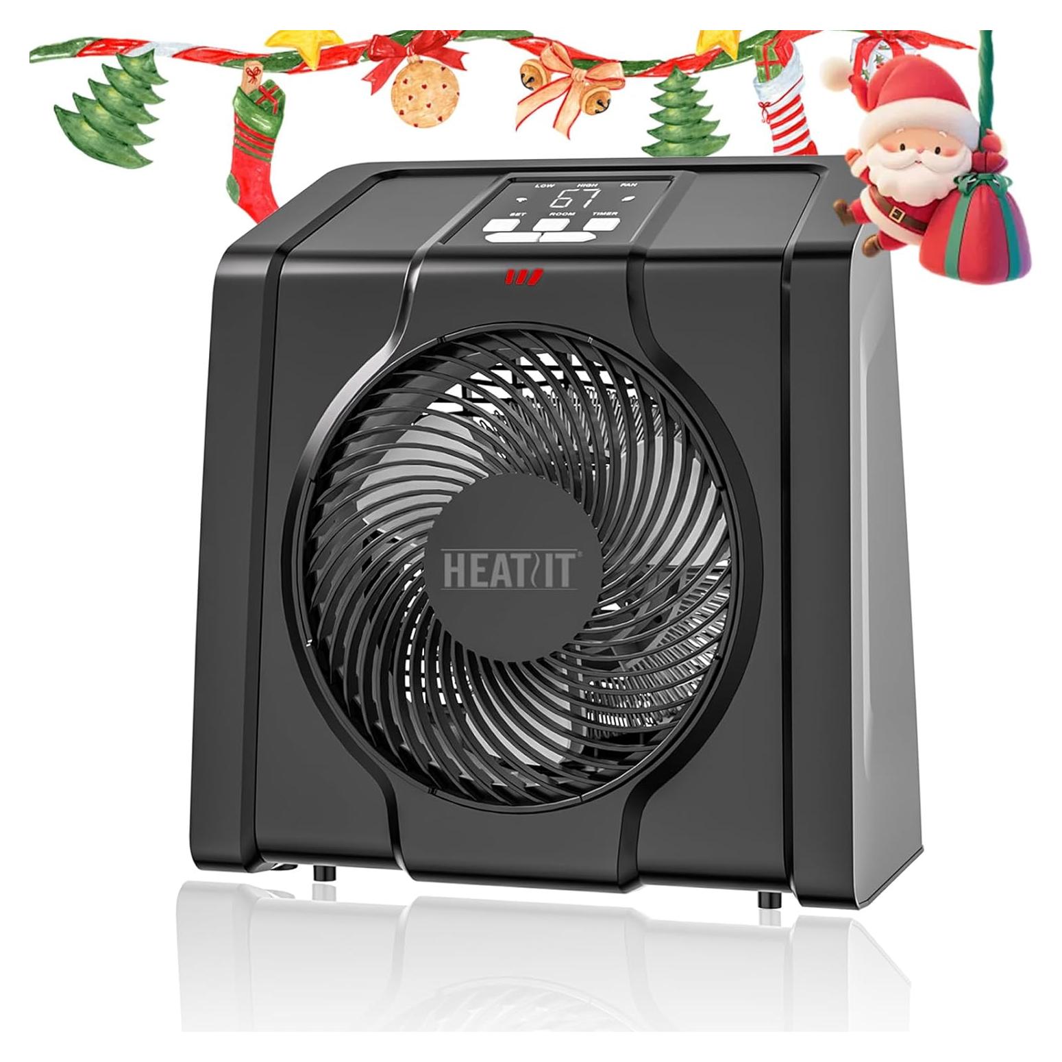 Calentador Eléctrico HEATIT 1500W con Termostato Digital Negro