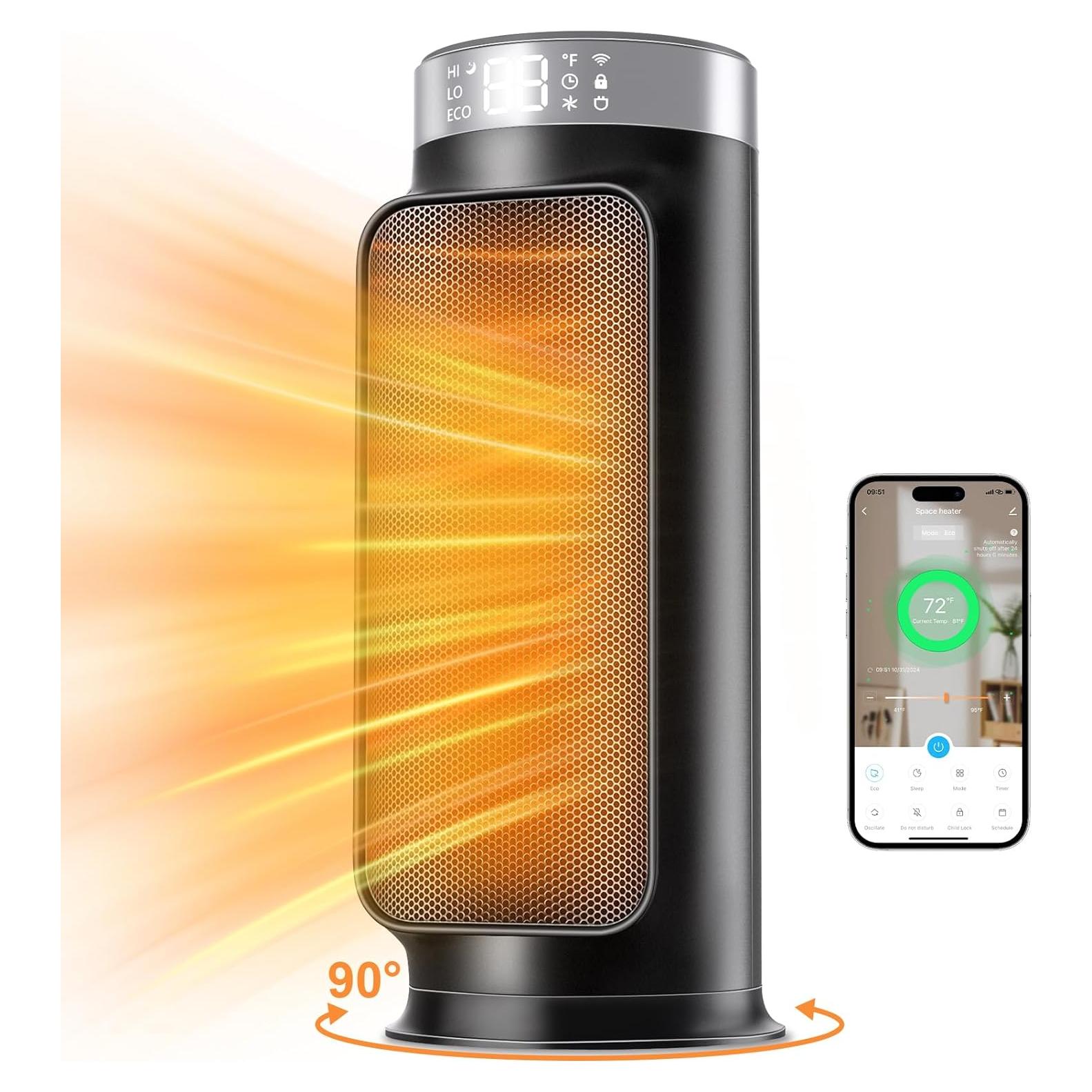 Calentador de Espacio Eléctrico DAYETTE 1500W con WiFi y Control Remoto