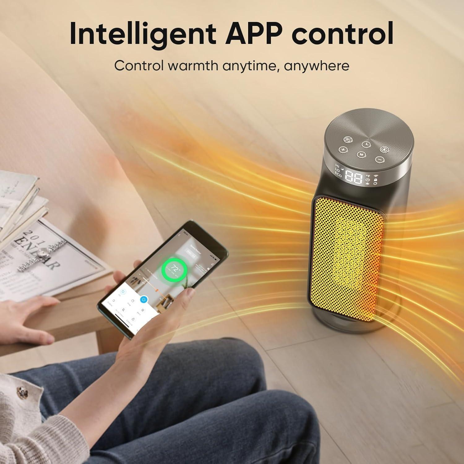 Calentador de Espacio Eléctrico DAYETTE 1500W con WiFi y Control Remoto