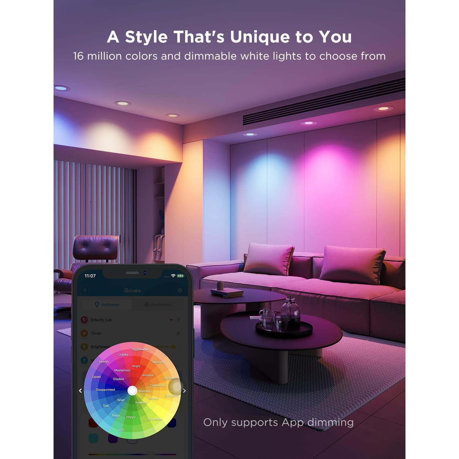 Downlights empotrados Govee H601C 6" Wi-Fi Bluetooth RGBWW 1000 lúmenes