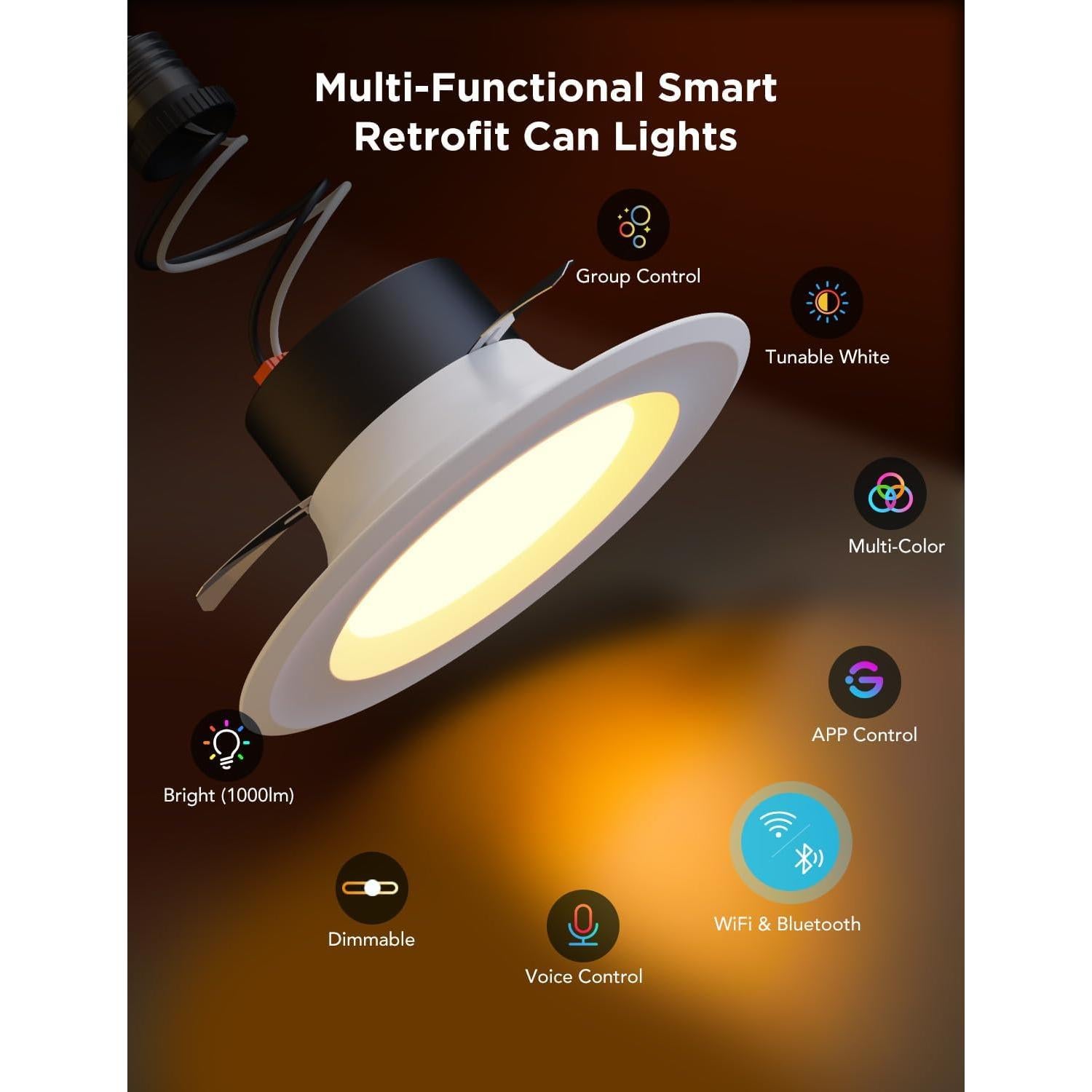 Downlights empotrados Govee H601C 6" Wi-Fi Bluetooth RGBWW 1000 lúmenes