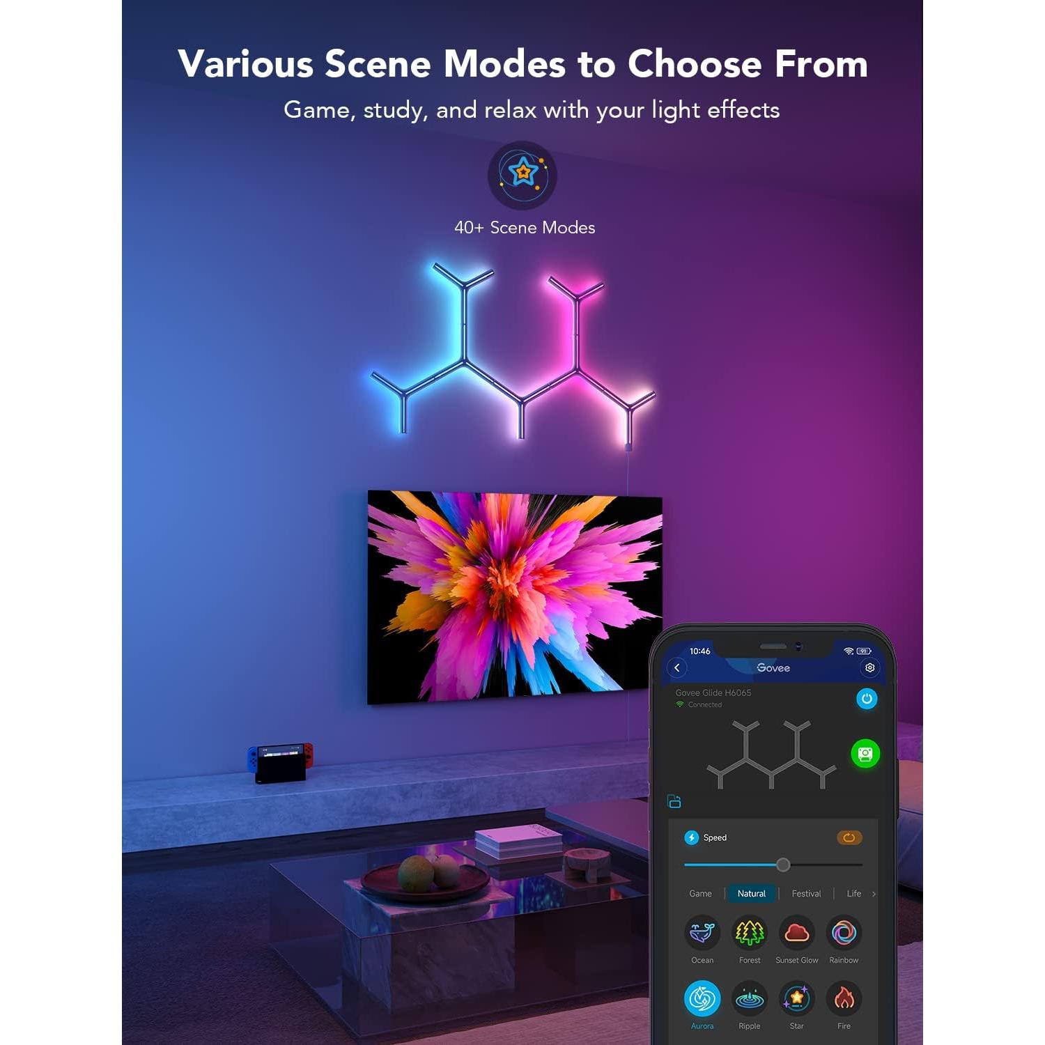 Luces LED de Pared Govee Glide Y H6065, Paquete de 7, RGBIC