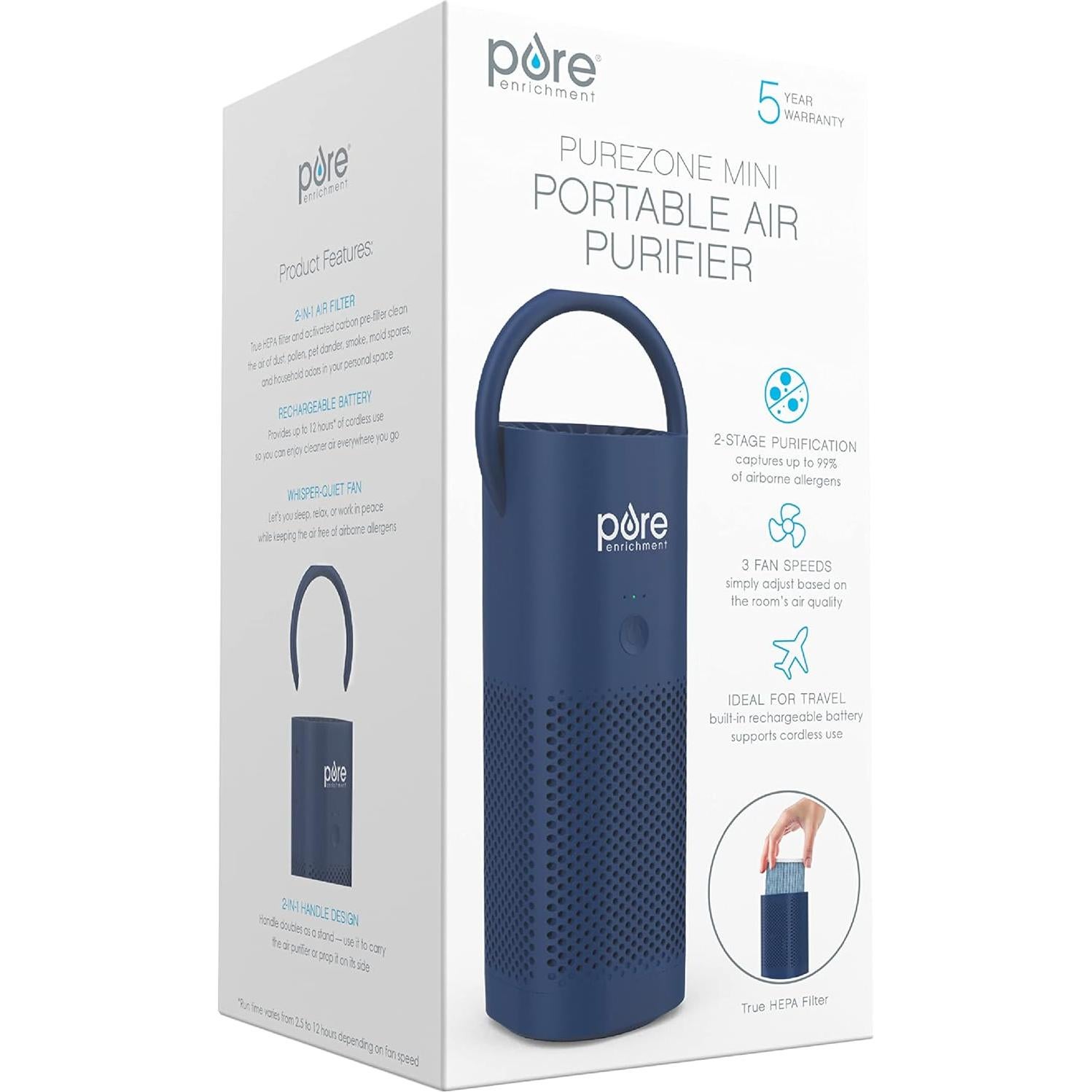 Purificador de Aire Portátil Pure Enrichment Mini HEPA Azul