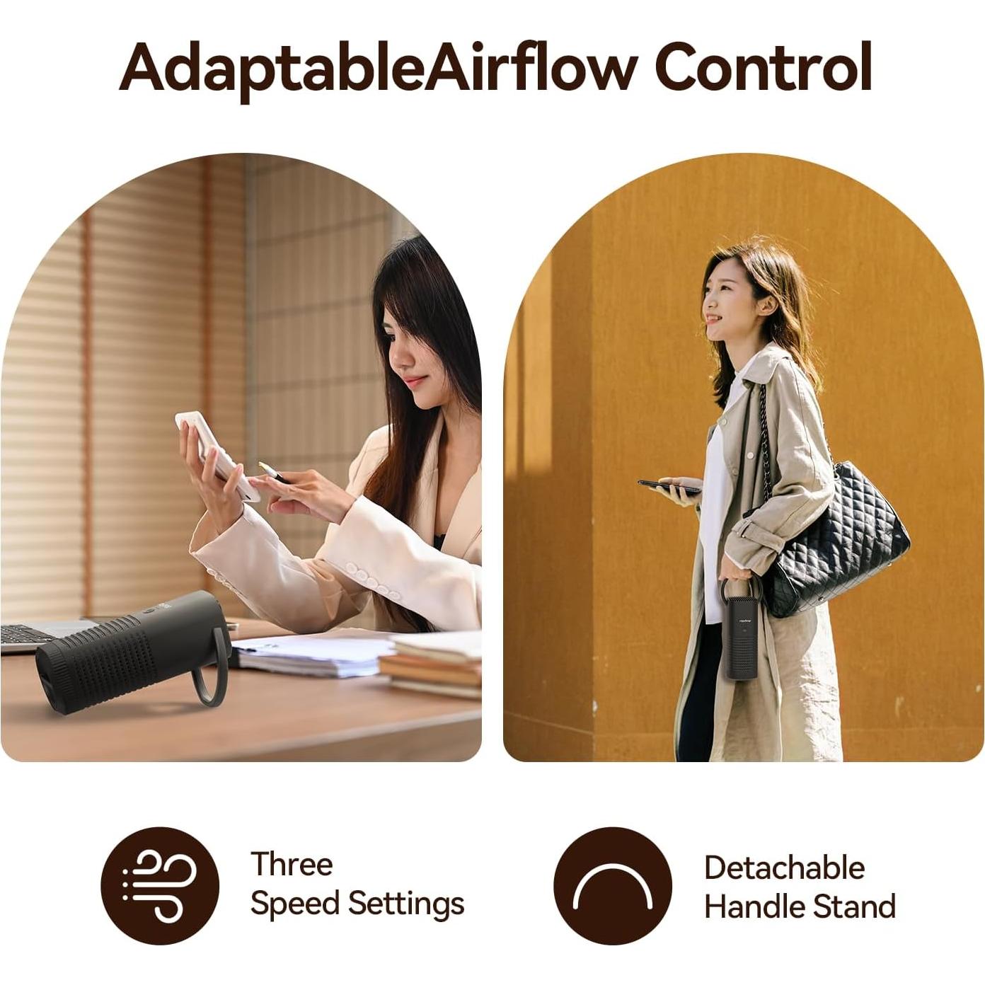 Purificador de Aire Portátil Mini Raydrop HEPA Recargable Negro