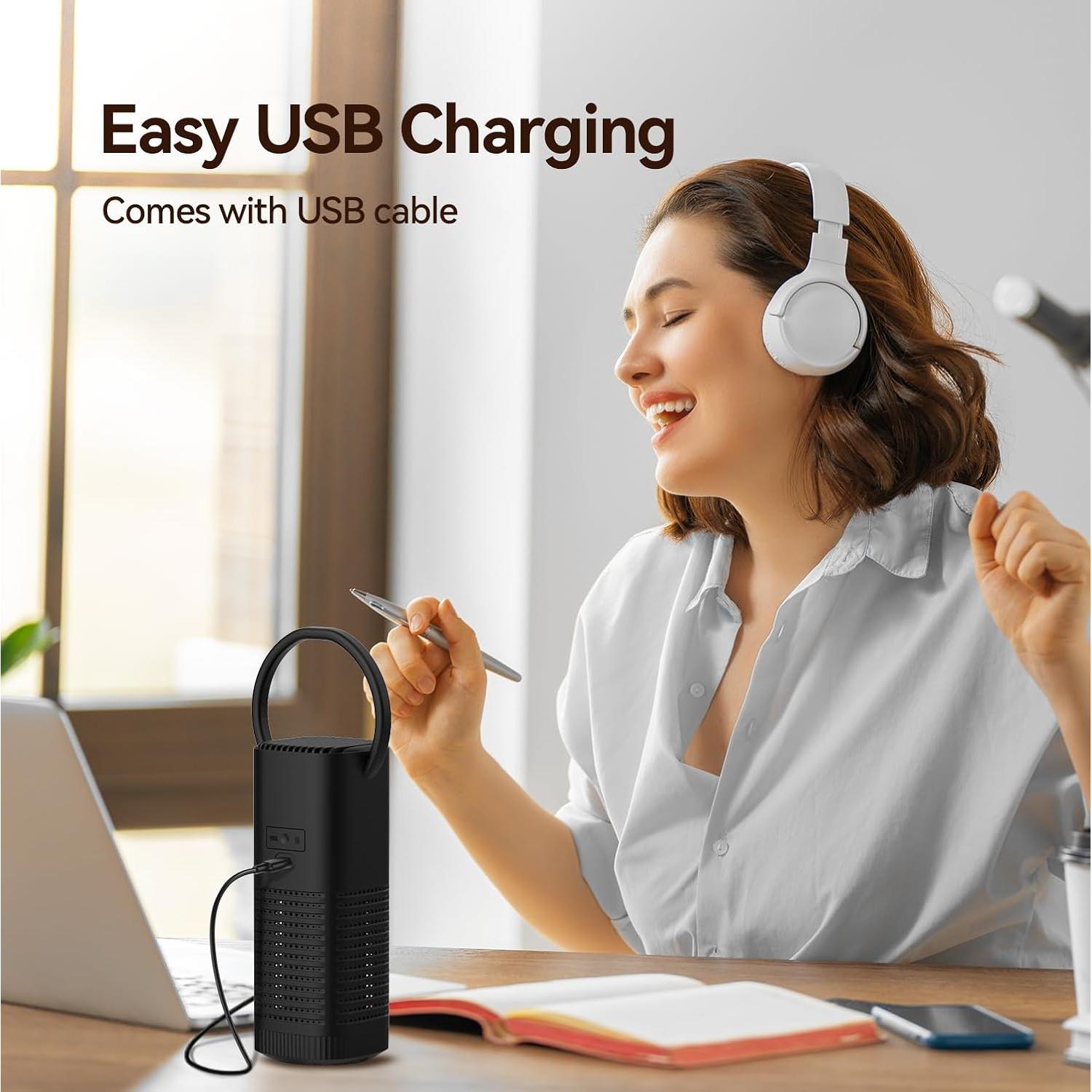 Purificador de Aire Portátil Mini Raydrop HEPA Recargable Negro