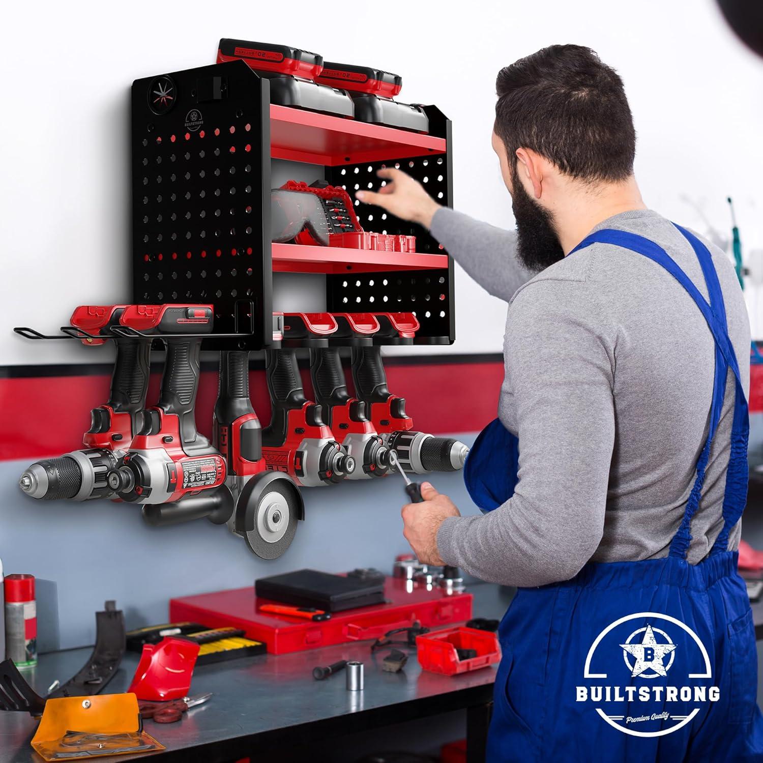 Organizador de Herramientas Eléctricas BUILTSTRONG Rojo 6 Taladros