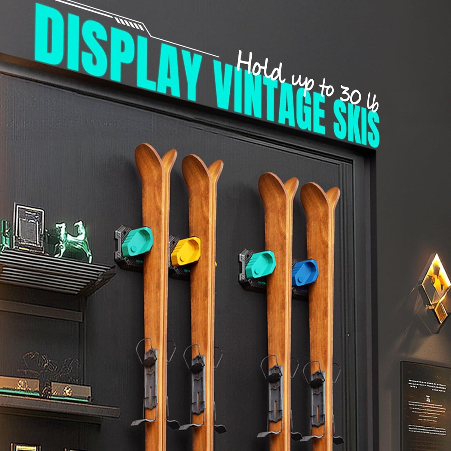 Soporte de Pared para Esquís y Snowboard Skifavs Verde 2 Pzas