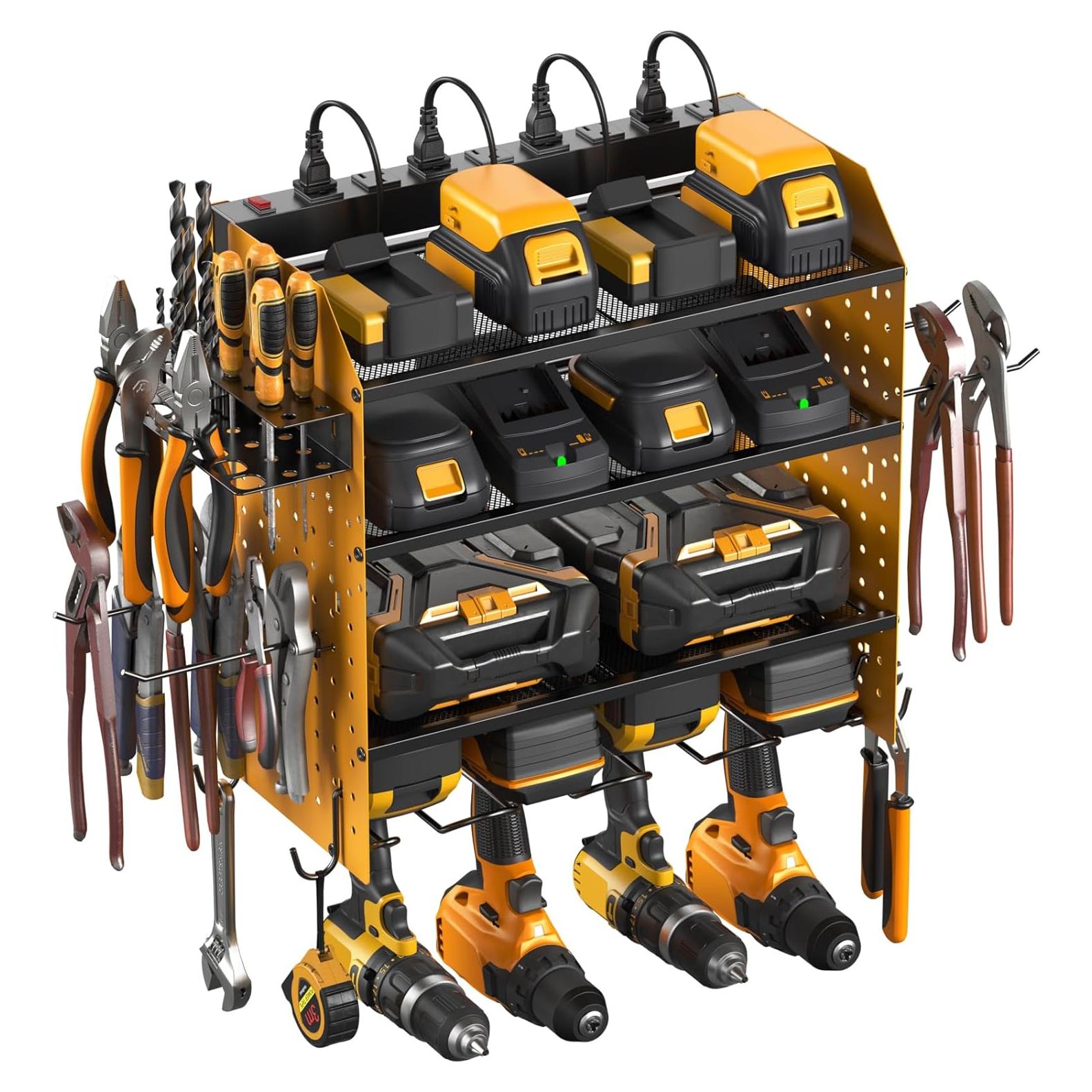 Organizador de herramientas eléctricas CCCEI con estación de carga amarilla