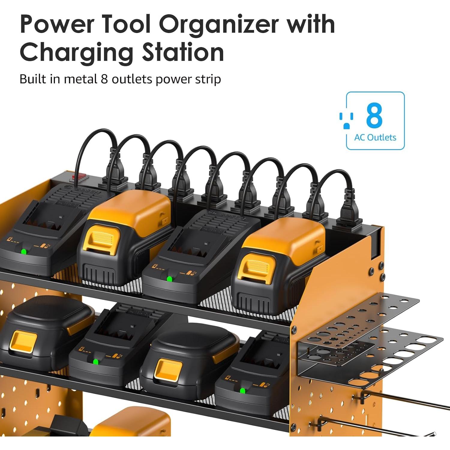 Organizador de herramientas eléctricas CCCEI con estación de carga amarilla