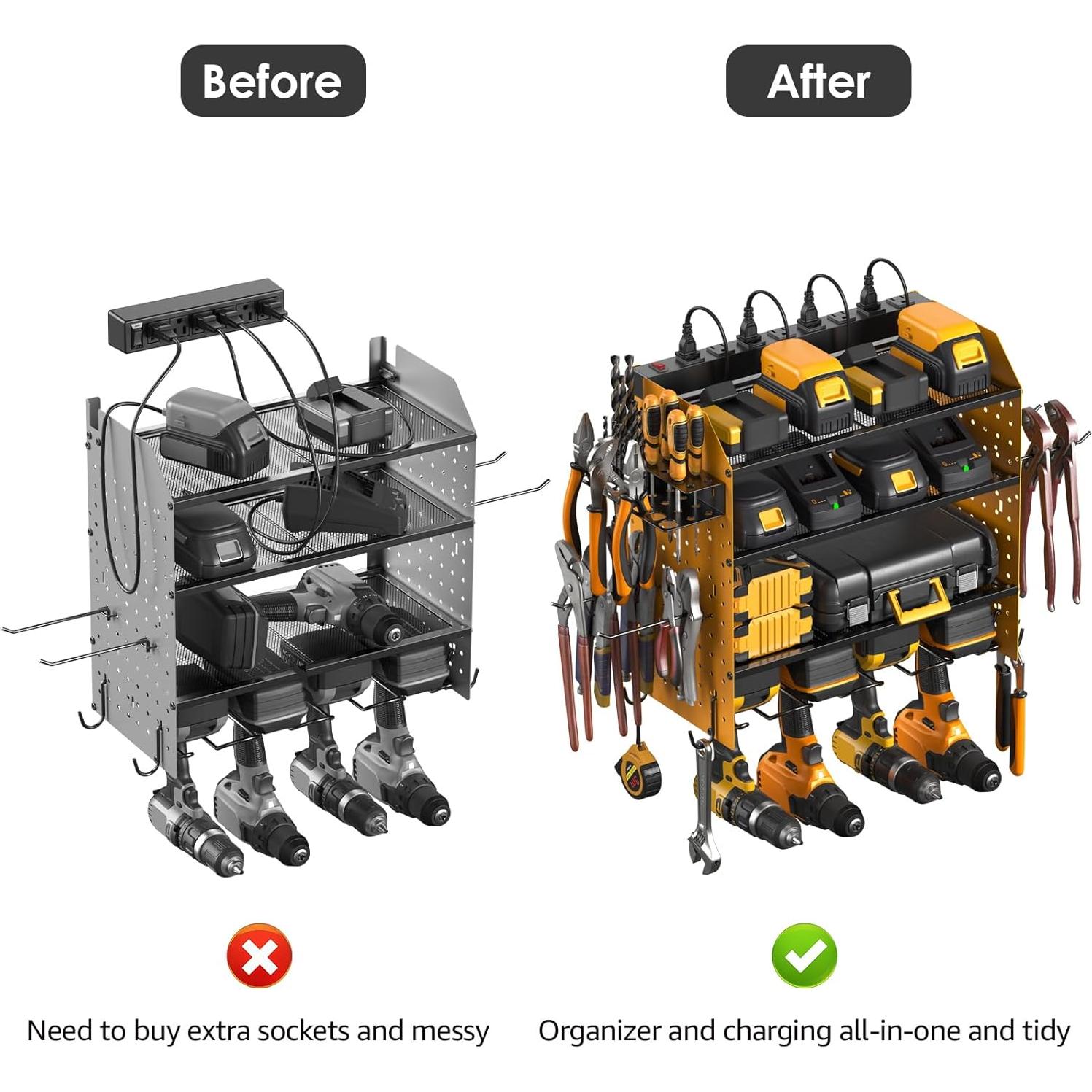 Organizador de herramientas eléctricas CCCEI con estación de carga amarilla