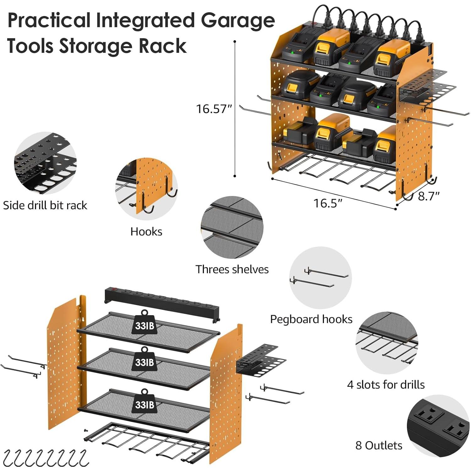 Organizador de herramientas eléctricas CCCEI con estación de carga amarilla