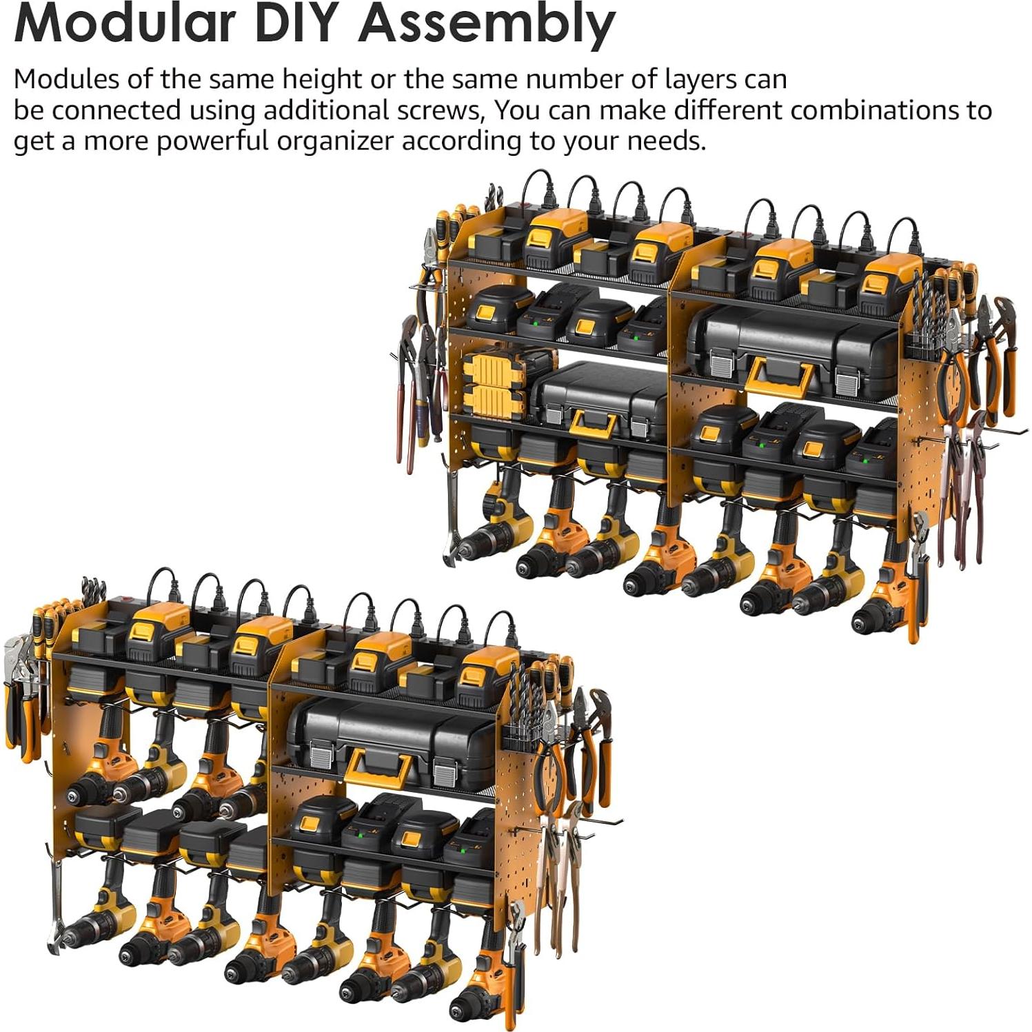 Organizador de herramientas eléctricas CCCEI con estación de carga amarilla