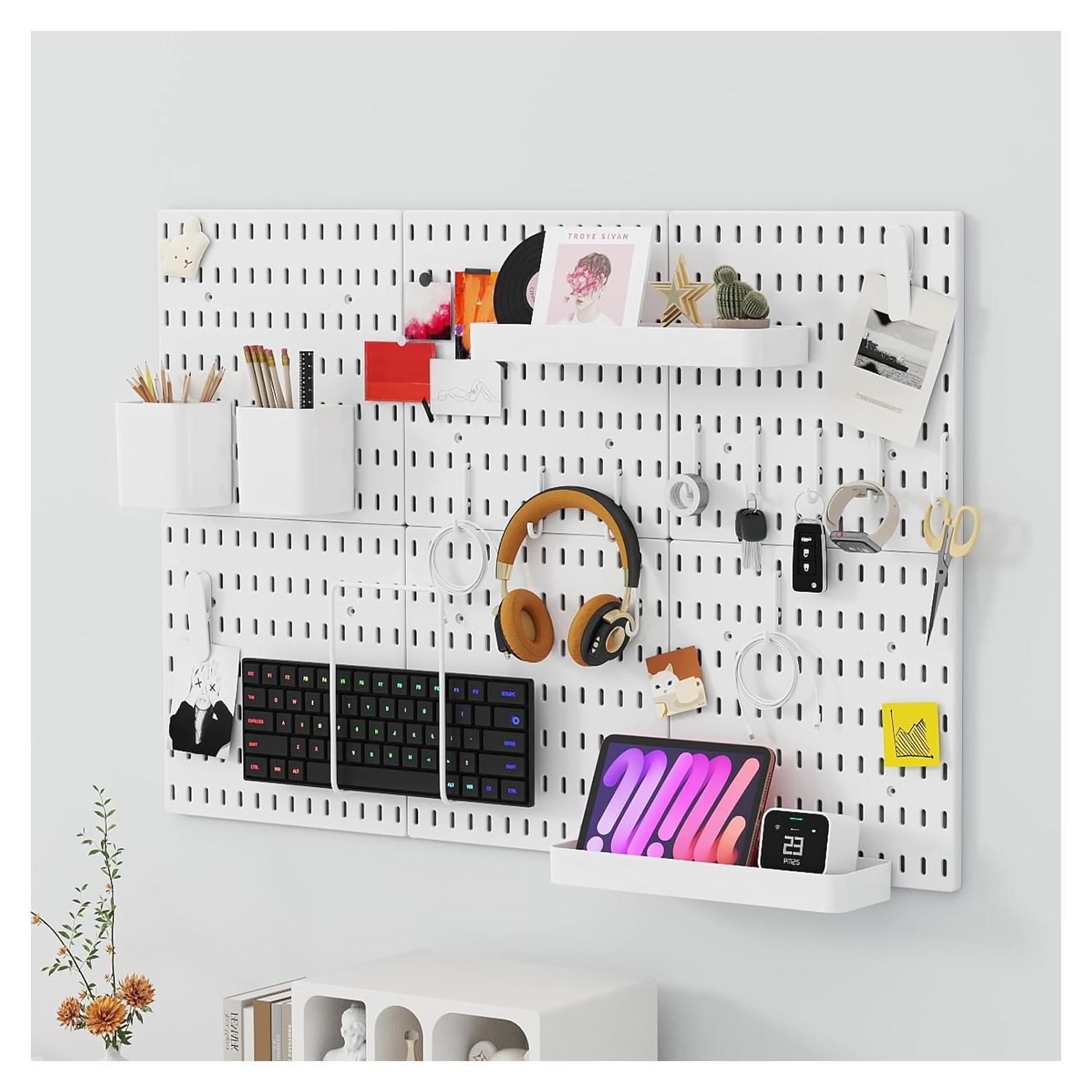 Tablero de Clavos Nafenai 56x84 cm Blanco Organizador Pared