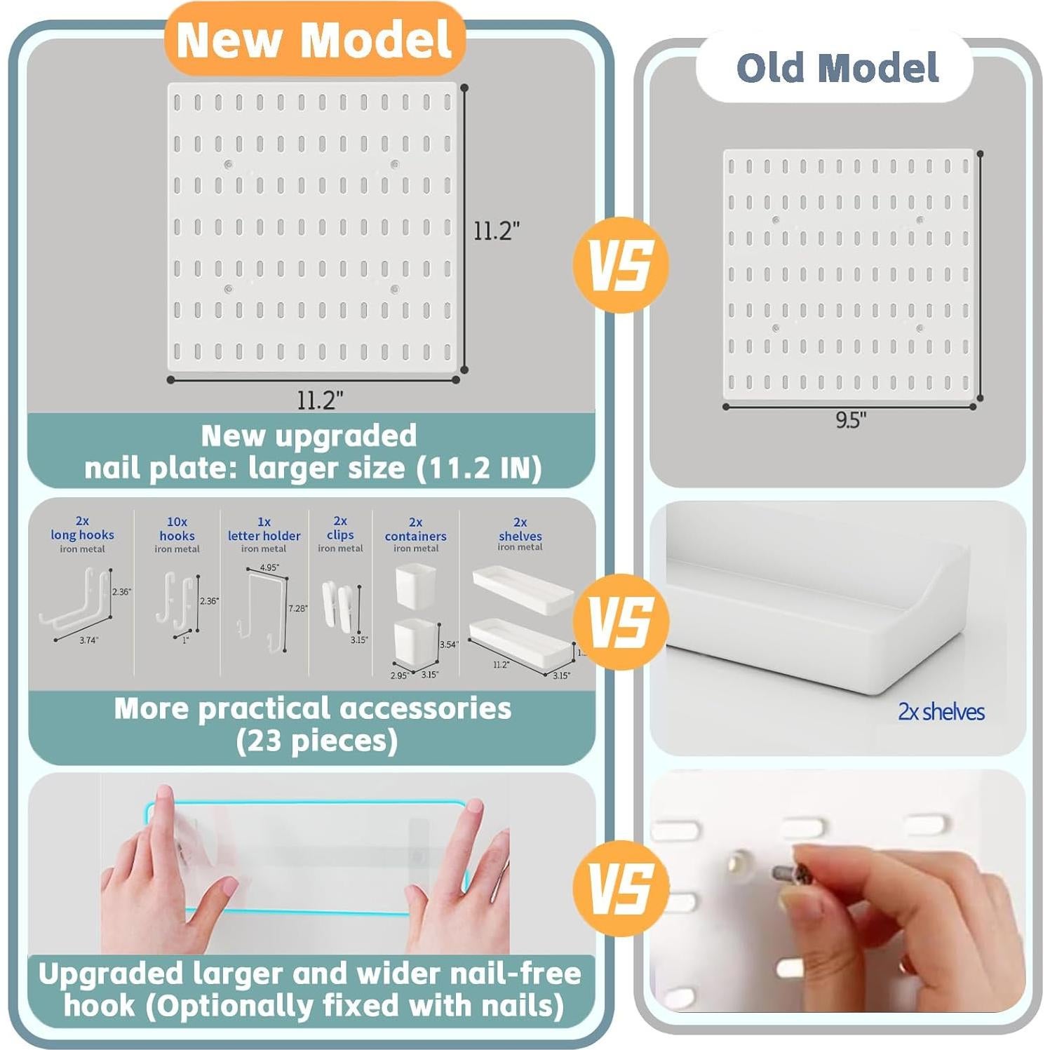 Tablero de Clavos Nafenai 56x84 cm Blanco Organizador Pared