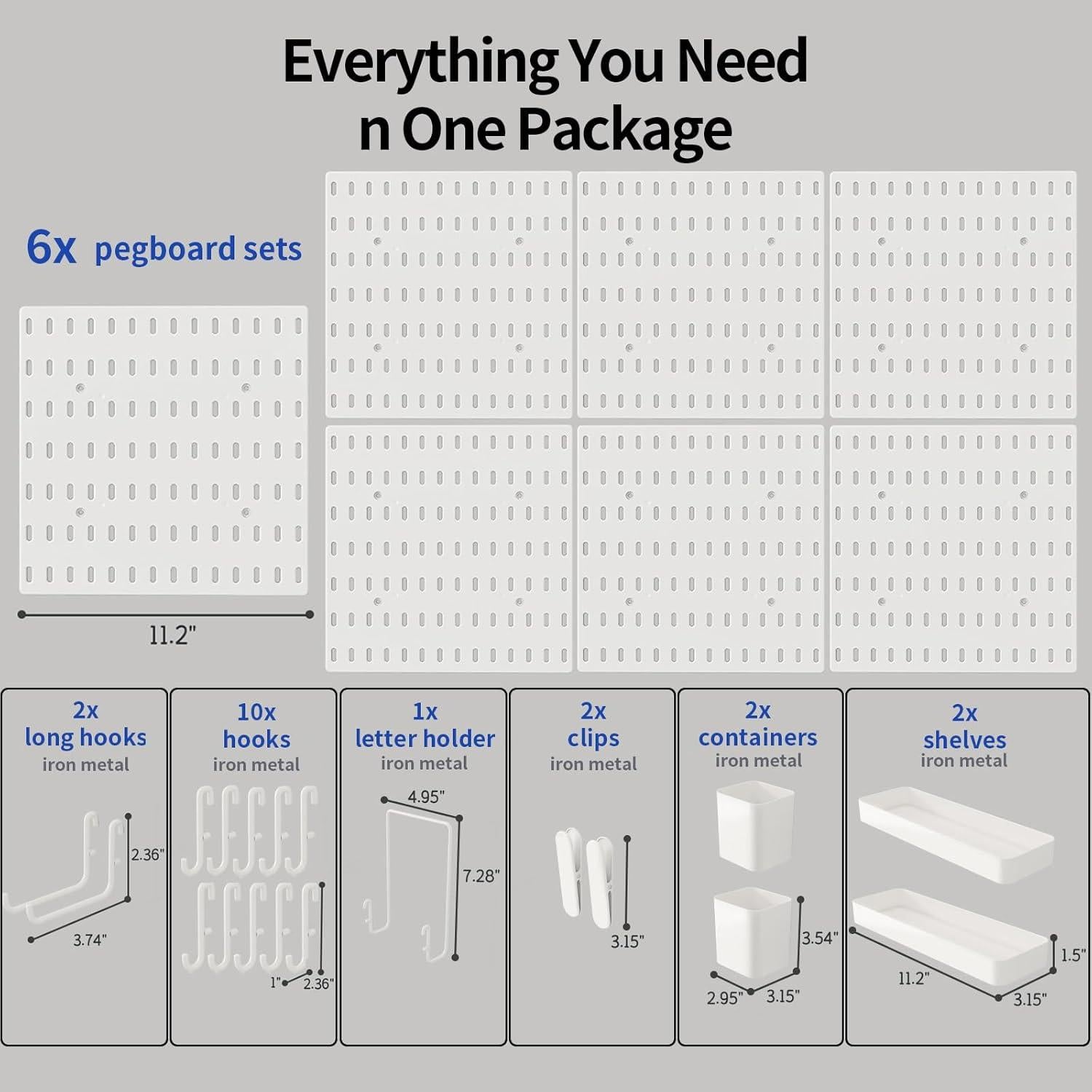Tablero de Clavos Nafenai 56x84 cm Blanco Organizador Pared