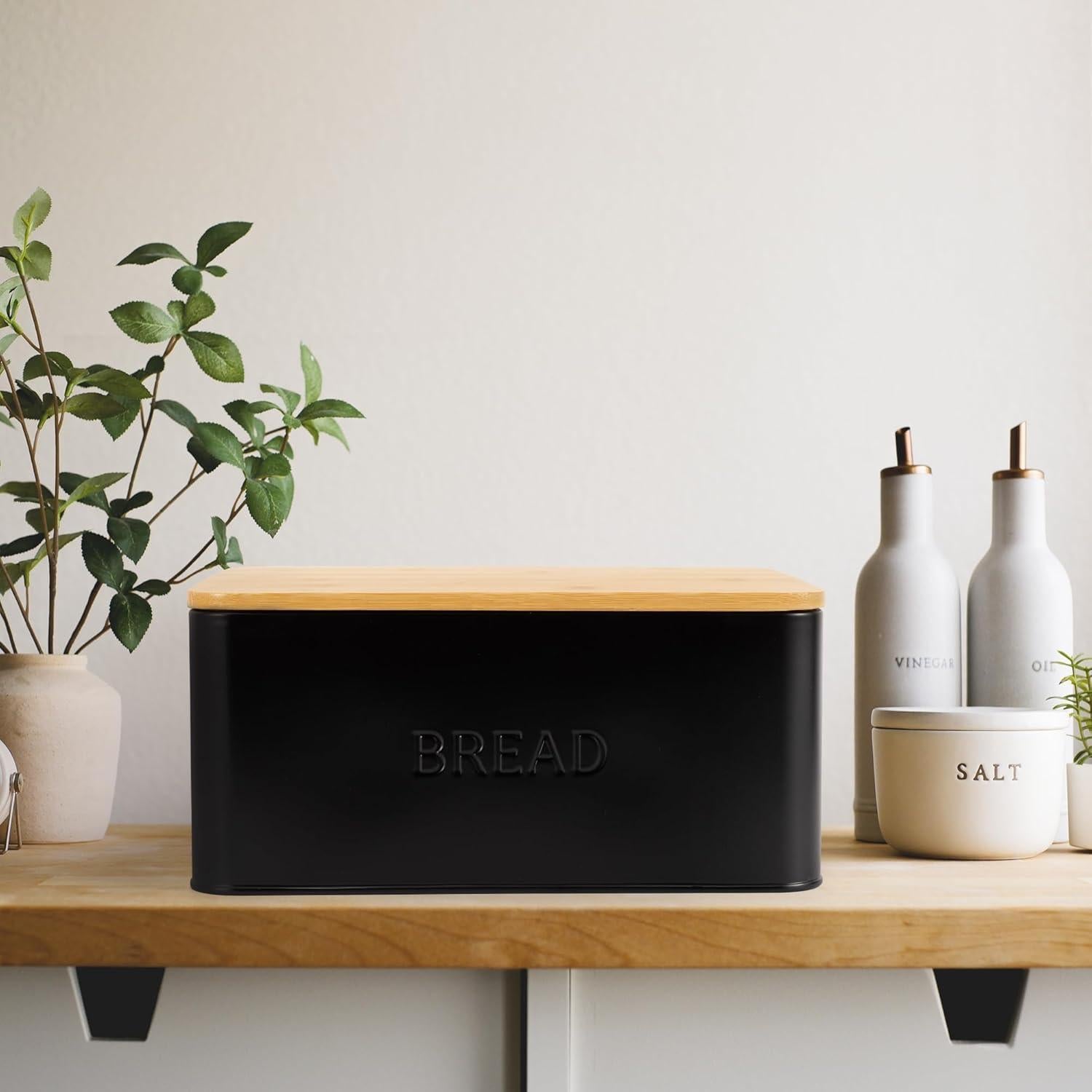 Caja de Pan ZICOTO con Tapa de Bambú - 29.2x12.7x22.9 cm