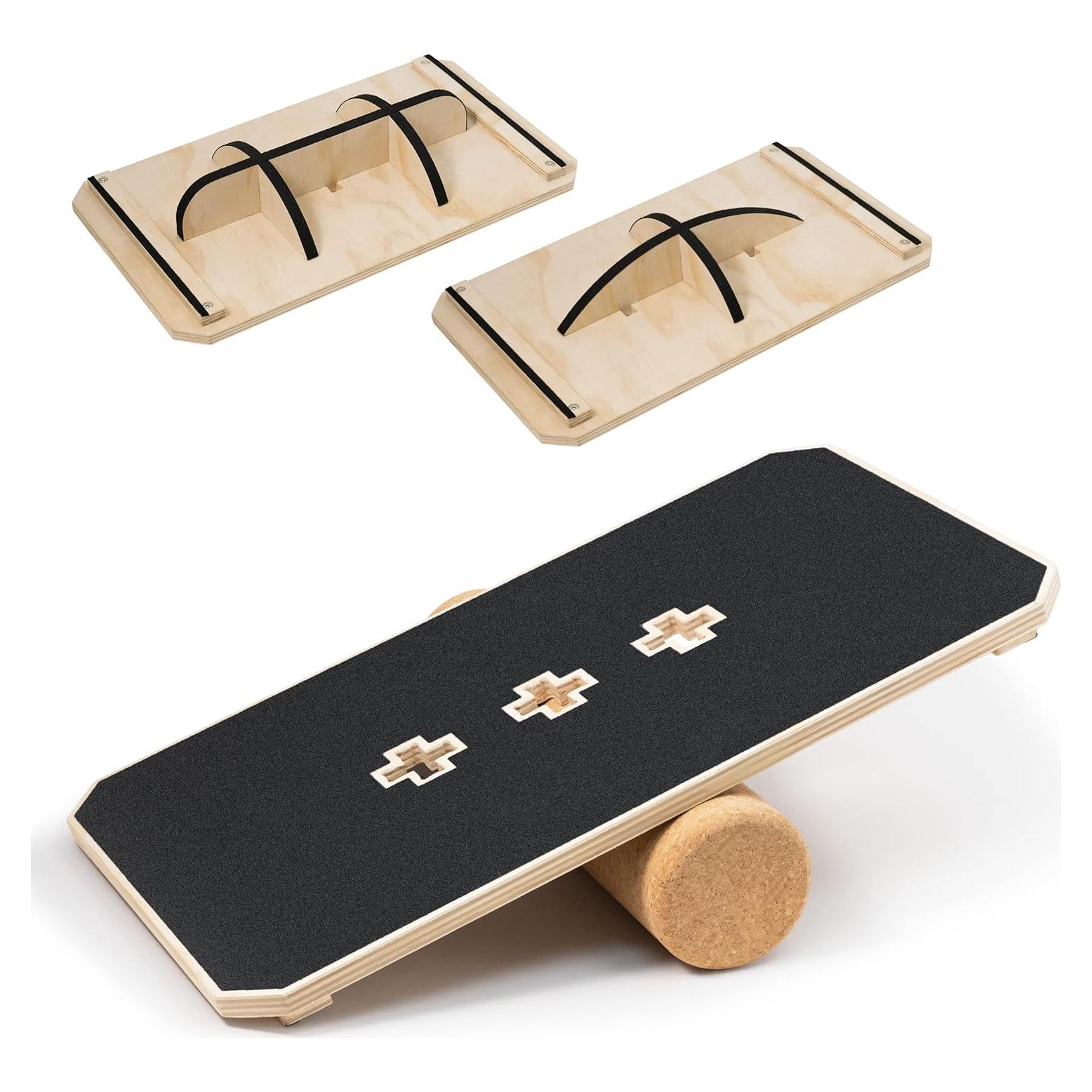 Multi-Optional Wooden Balance Board for all kind of balance tranning, Extra-Large Anti-Slip Wobble, Rocker and Plank Board for Balance and Core Training, Balancing Board for Under Desk