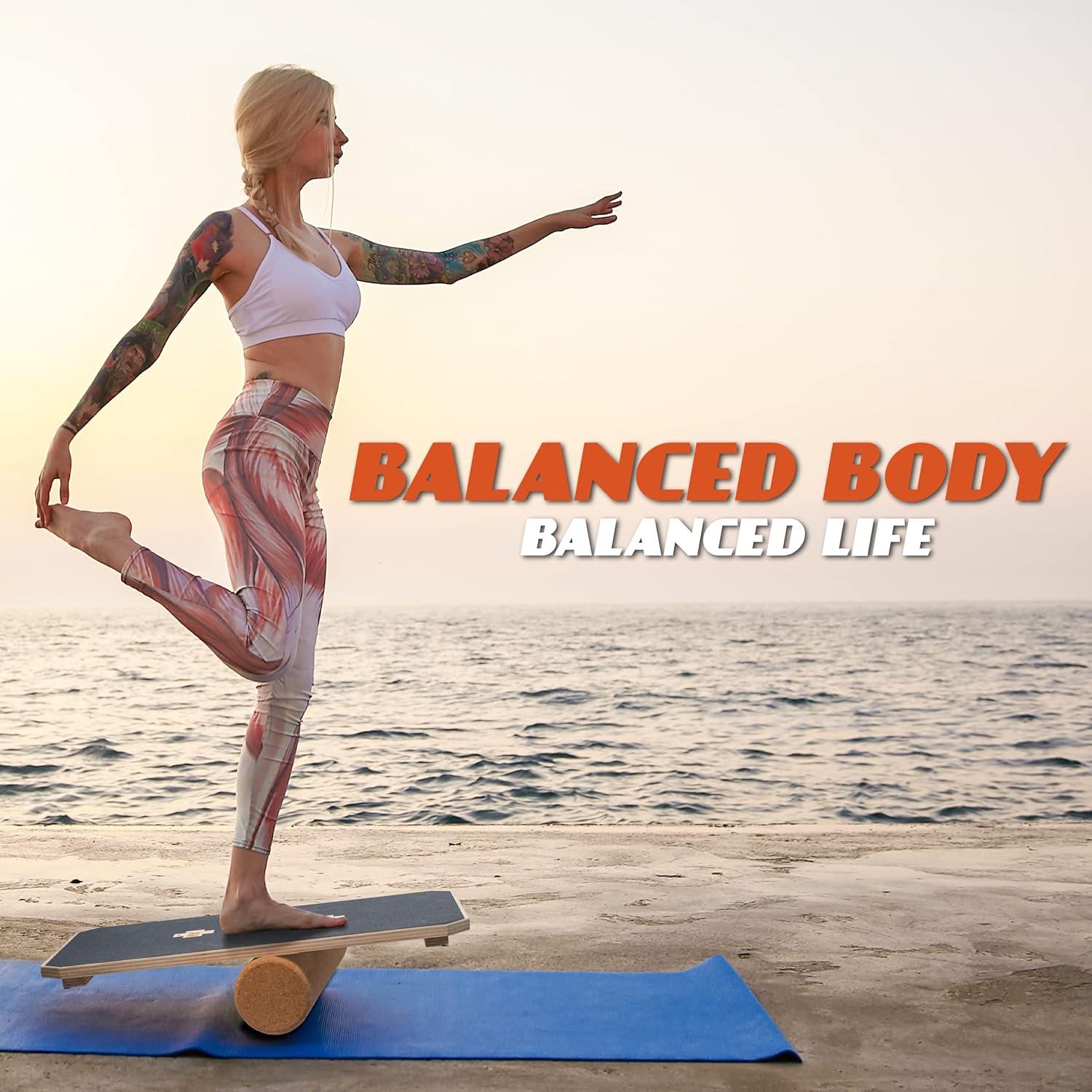 Multi-Optional Wooden Balance Board for all kind of balance tranning, Extra-Large Anti-Slip Wobble, Rocker and Plank Board for Balance and Core Training, Balancing Board for Under Desk