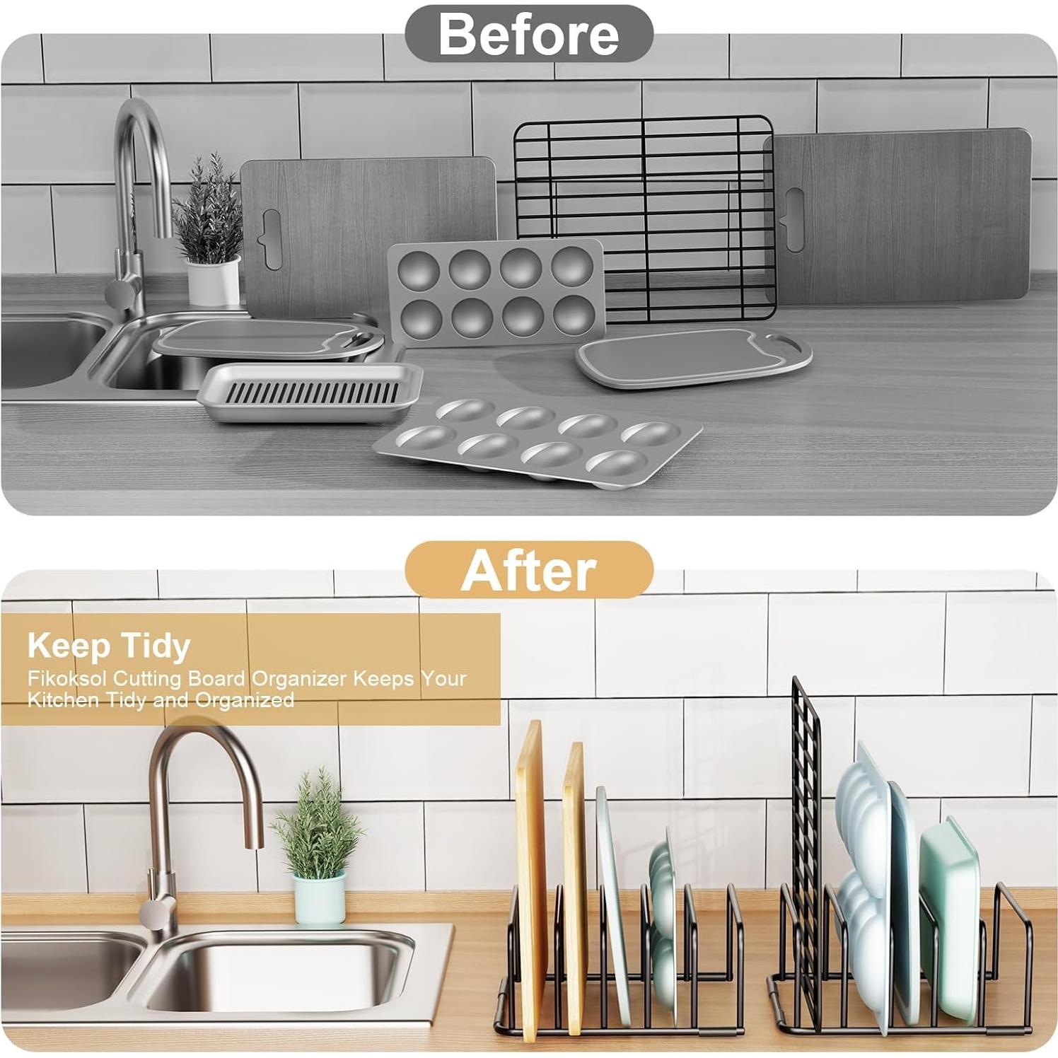 Organizador de Tablas de Cortar Fikoksol 2 Piezas Metal Negro