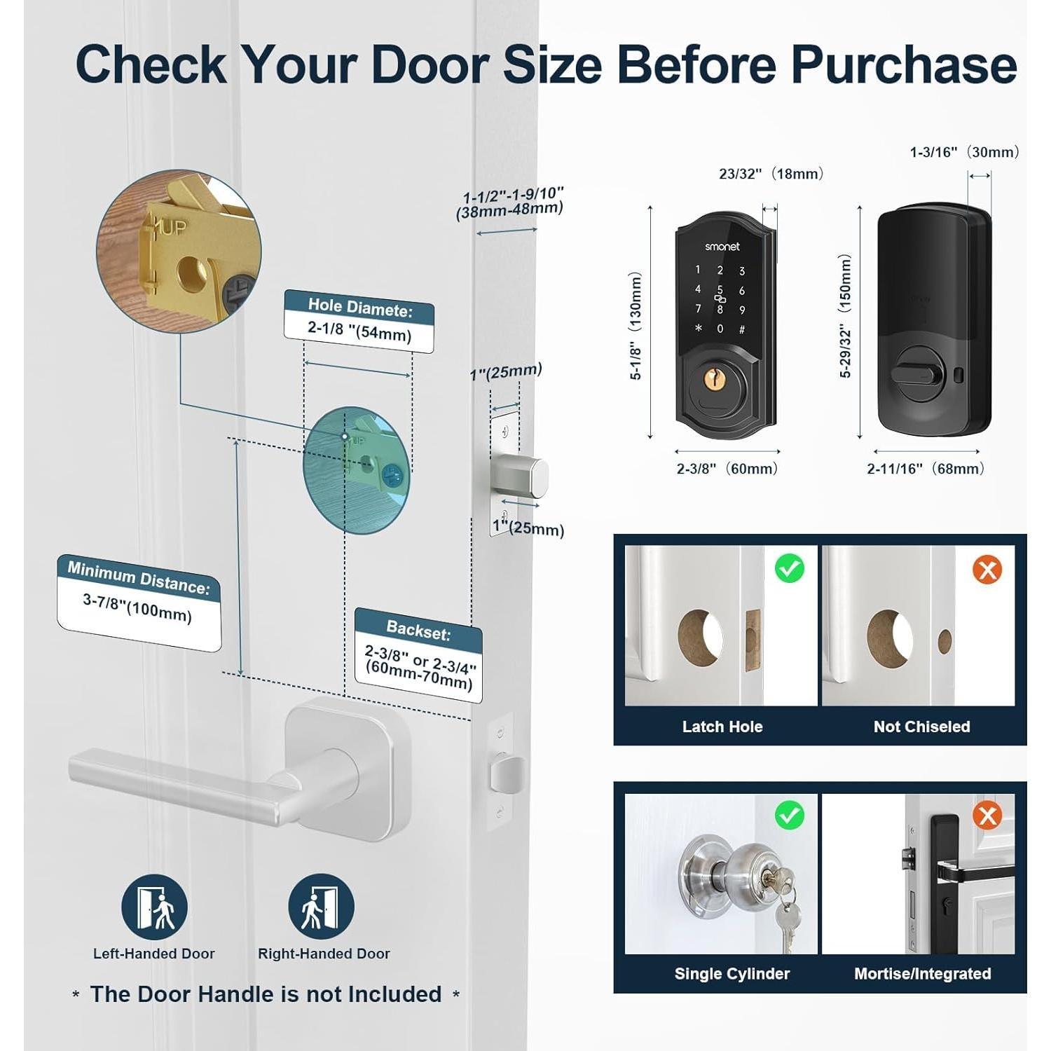 Cerradura Inteligente SMONET con Teclado Digital y Bluetooth