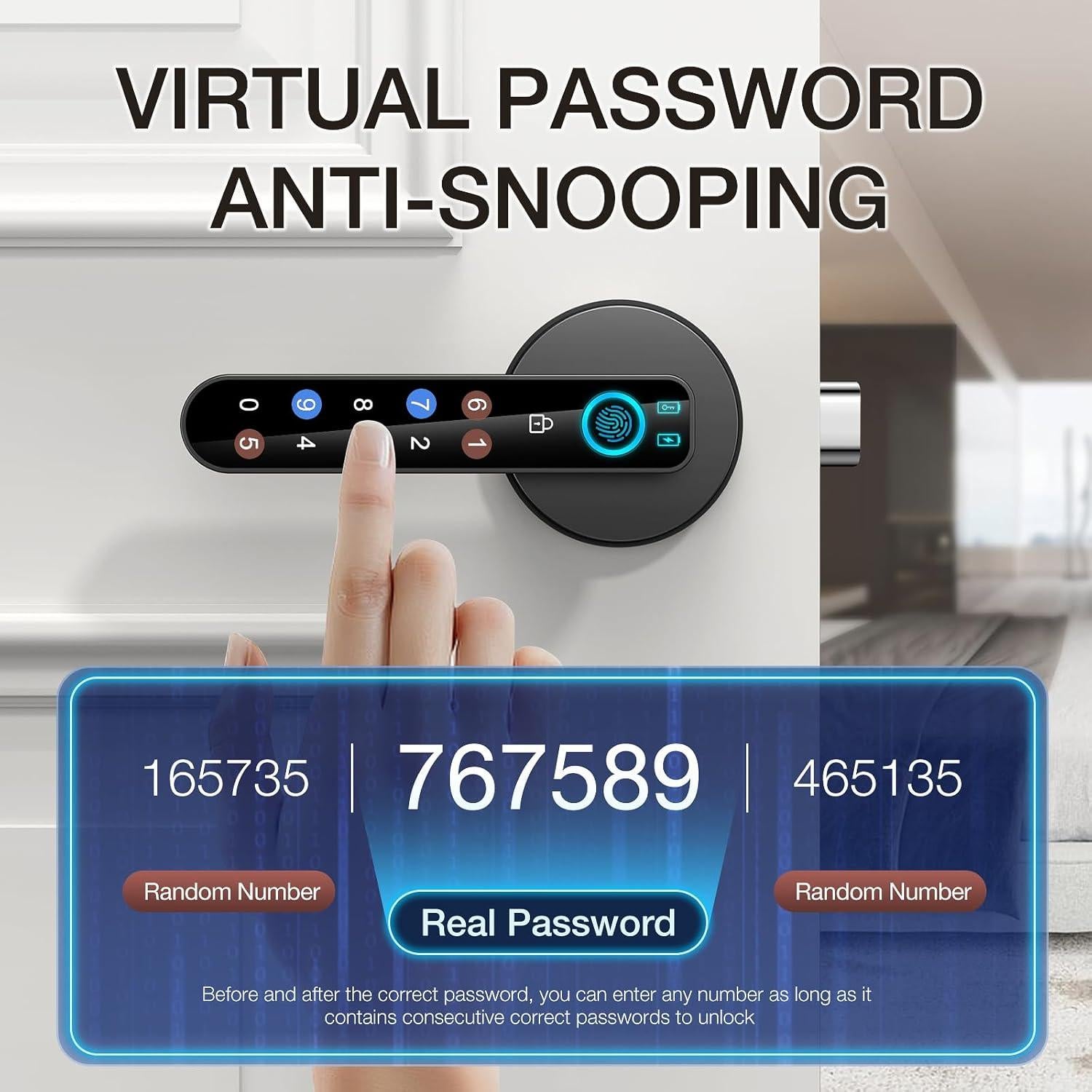 Cerradura Biométrica OFFTV con Huella Dactilar y APP - Negro