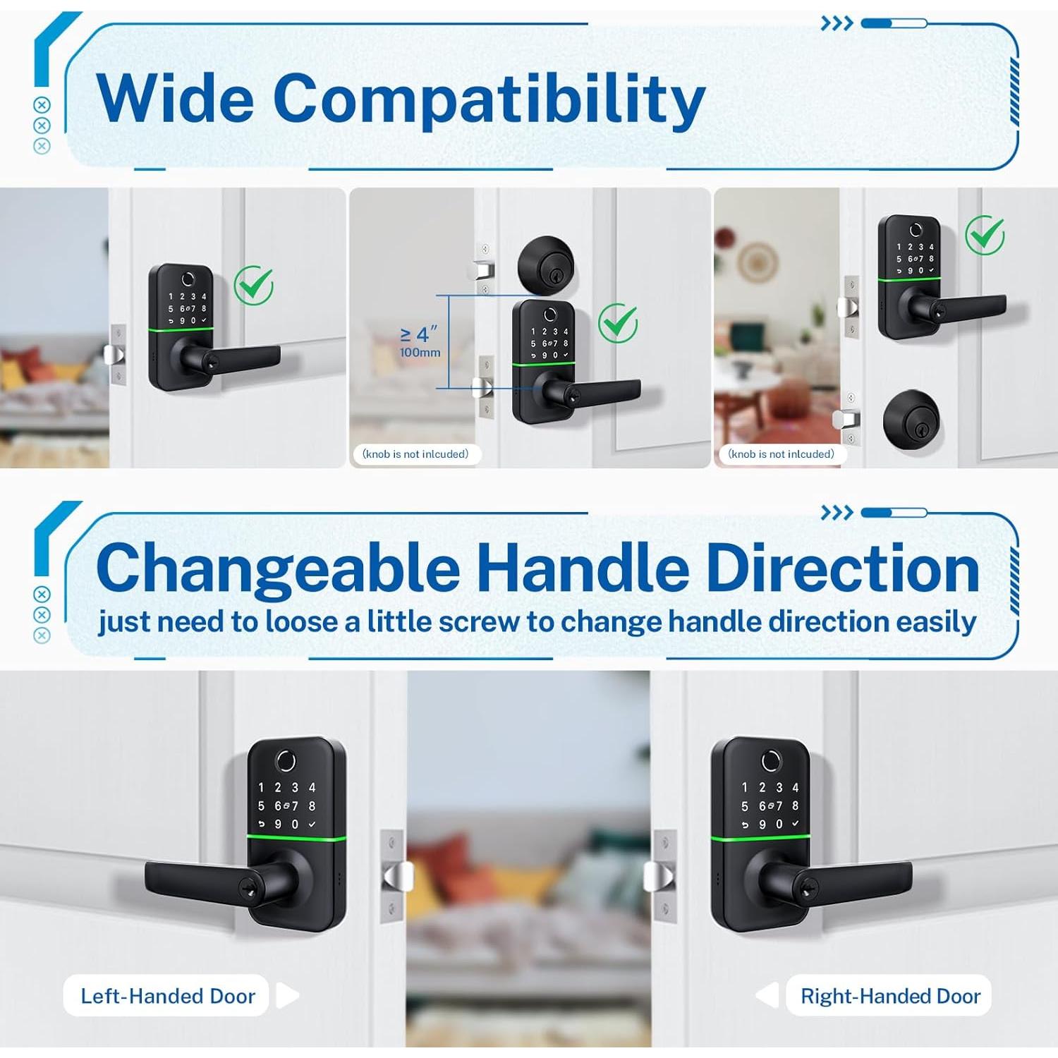 Cerradura Inteligente KUCACCI con Teclado y Huella Dactilar