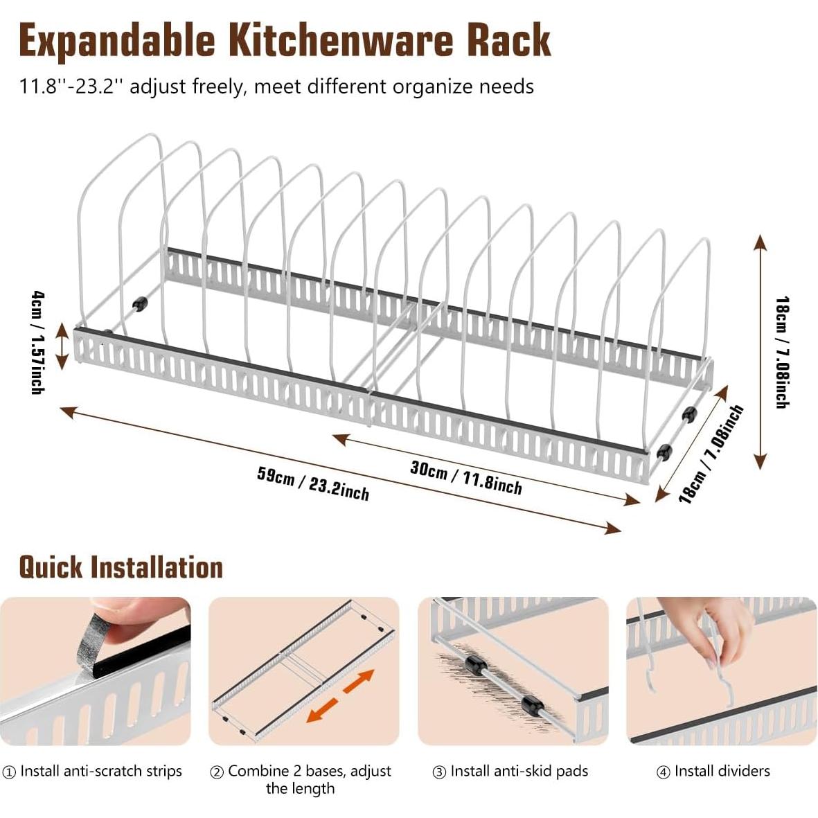 Organizador de Cocina Housolution Blanco con 14 Divisores Ajustables