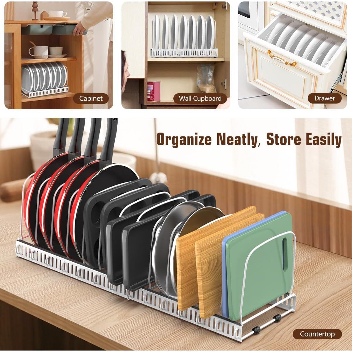 Organizador de Cocina Housolution Blanco con 14 Divisores Ajustables