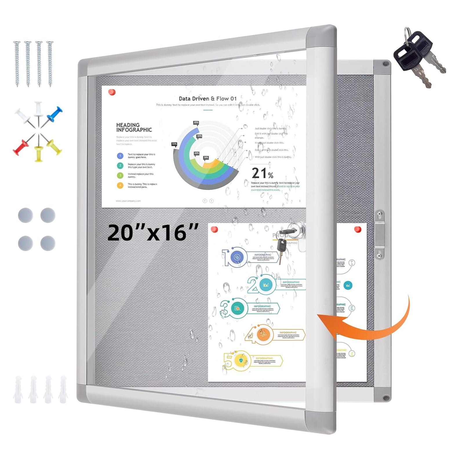 Tablero de Anuncios Cerrado YOKUGO 50.8x40.6cm Impermeable