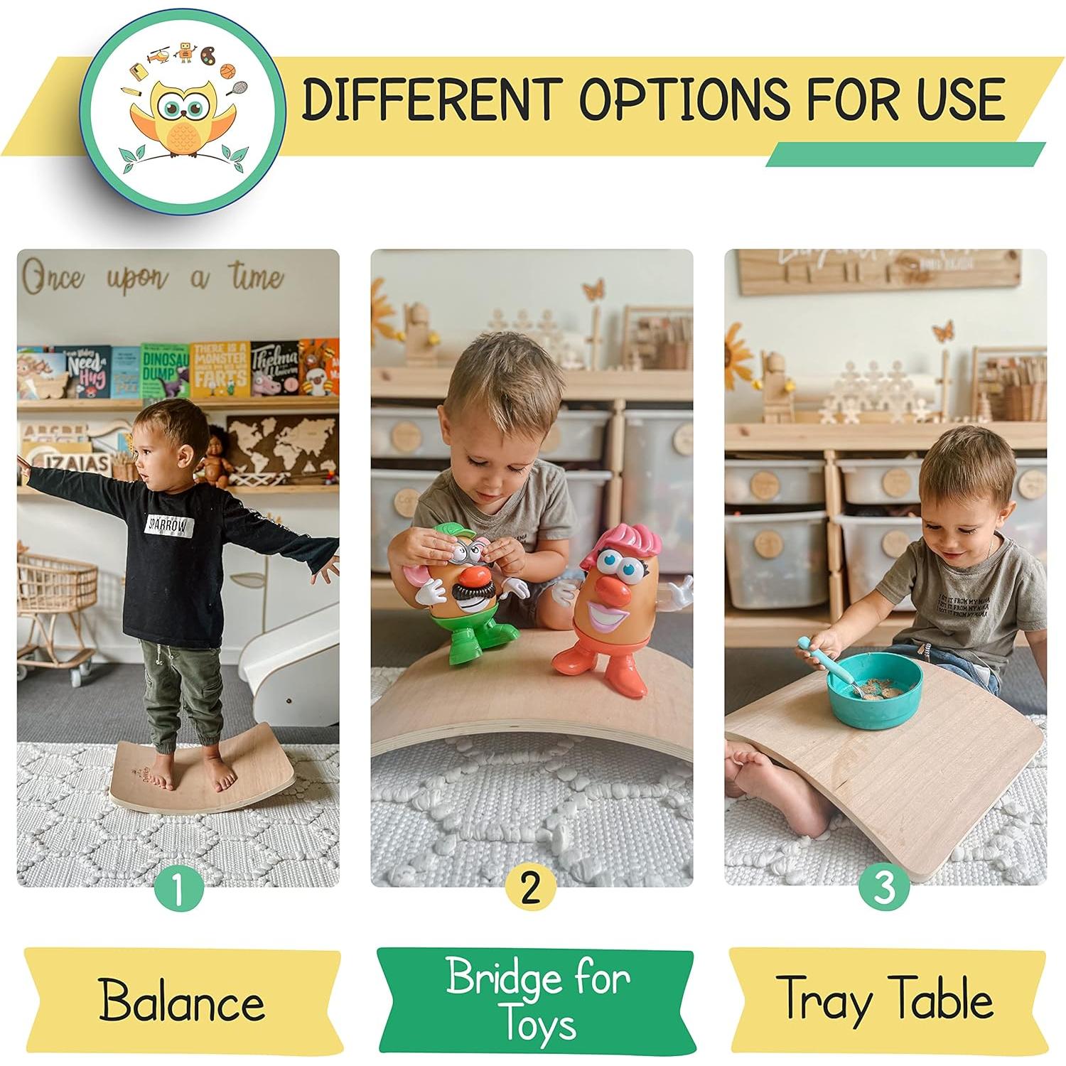 Tabla de Equilibrio de Madera DaWikity Kids 43x30 cm para Niños