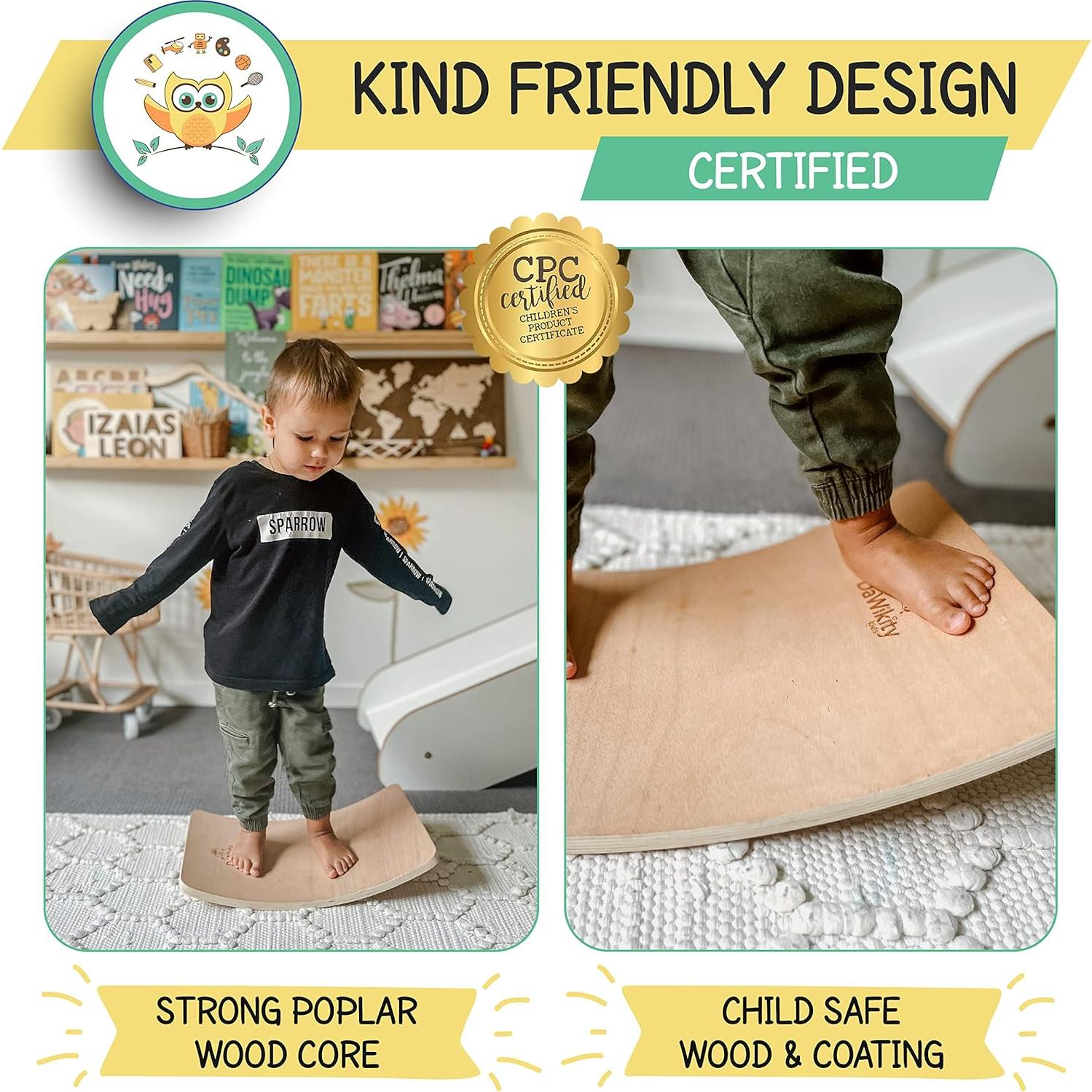 Tabla de Equilibrio de Madera DaWikity Kids 43x30 cm para Niños