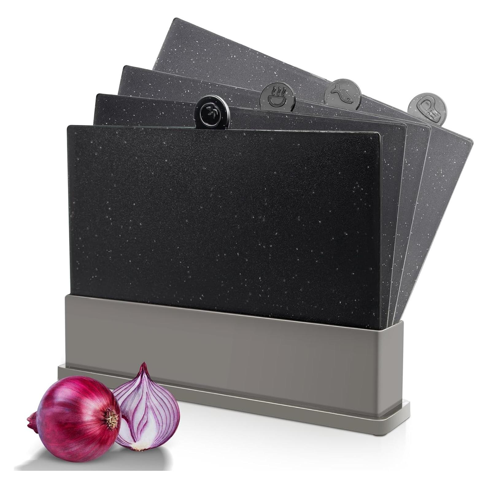 Juego de Tablas de Cortar MASTERTOP Grises - 4 Piezas Antideslizantes