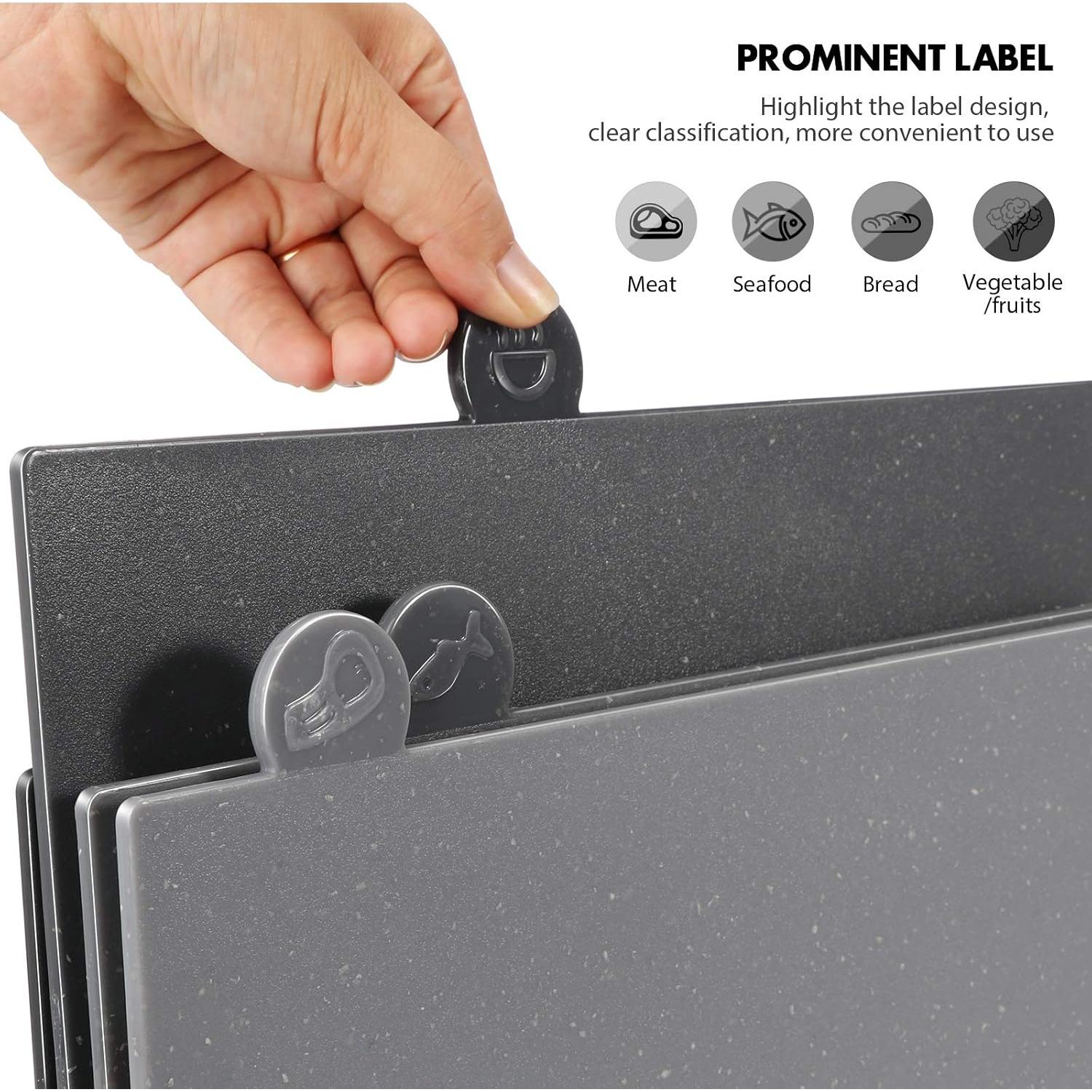 Juego de Tablas de Cortar MASTERTOP Grises - 4 Piezas Antideslizantes