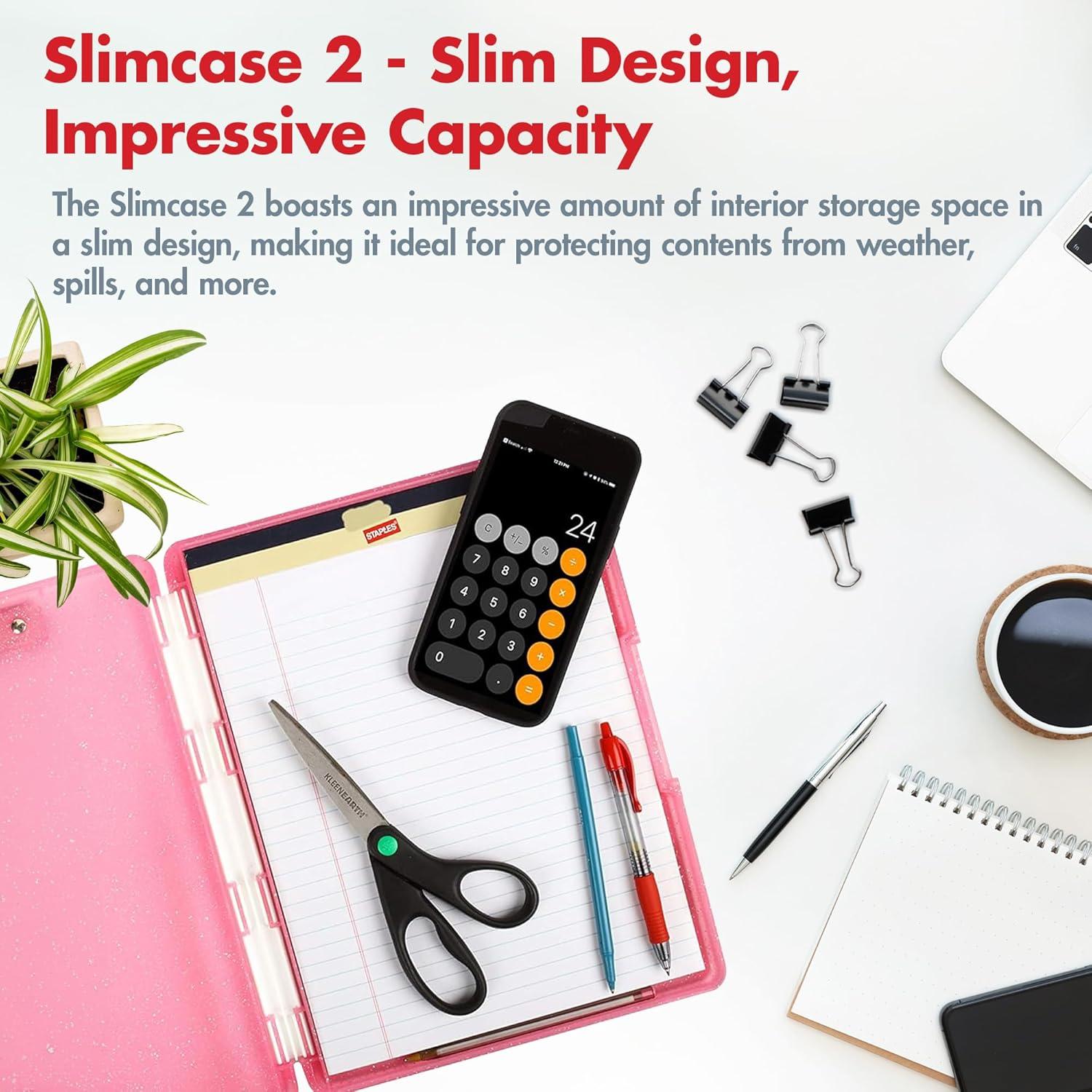 Clipboard Dexas Slimcase 2 con Almacenamiento Rosa A4