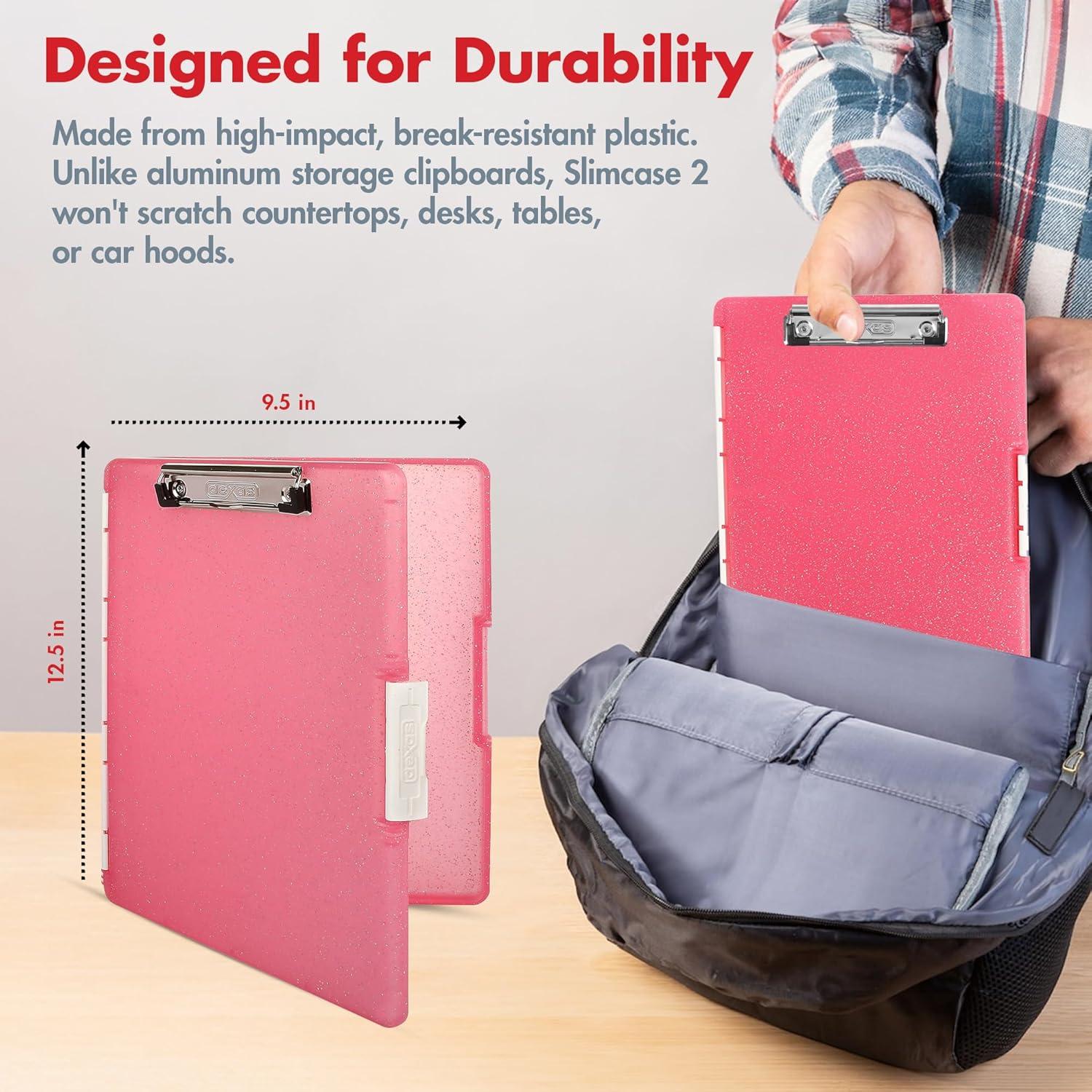 Clipboard Dexas Slimcase 2 con Almacenamiento Rosa A4