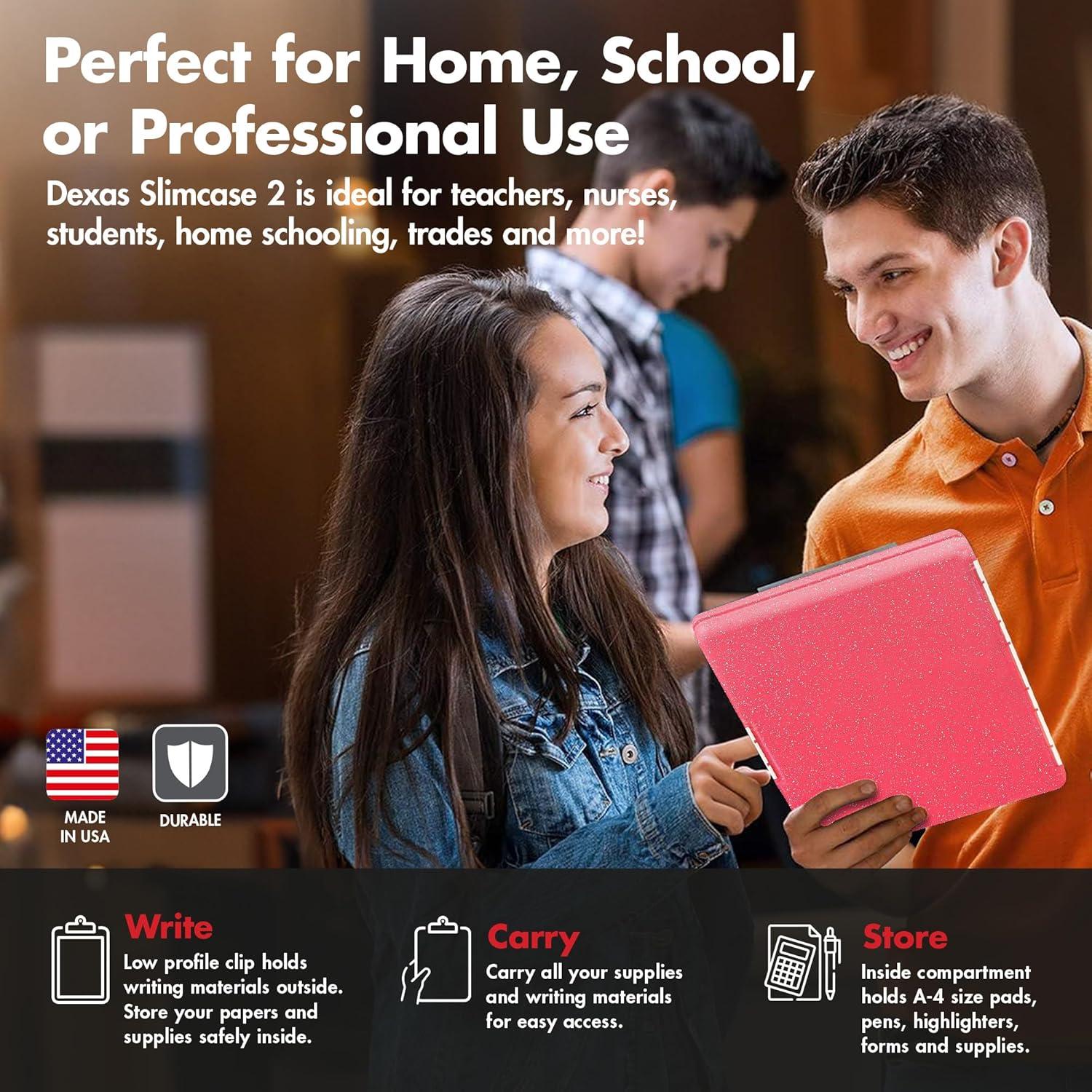 Clipboard Dexas Slimcase 2 con Almacenamiento Rosa A4