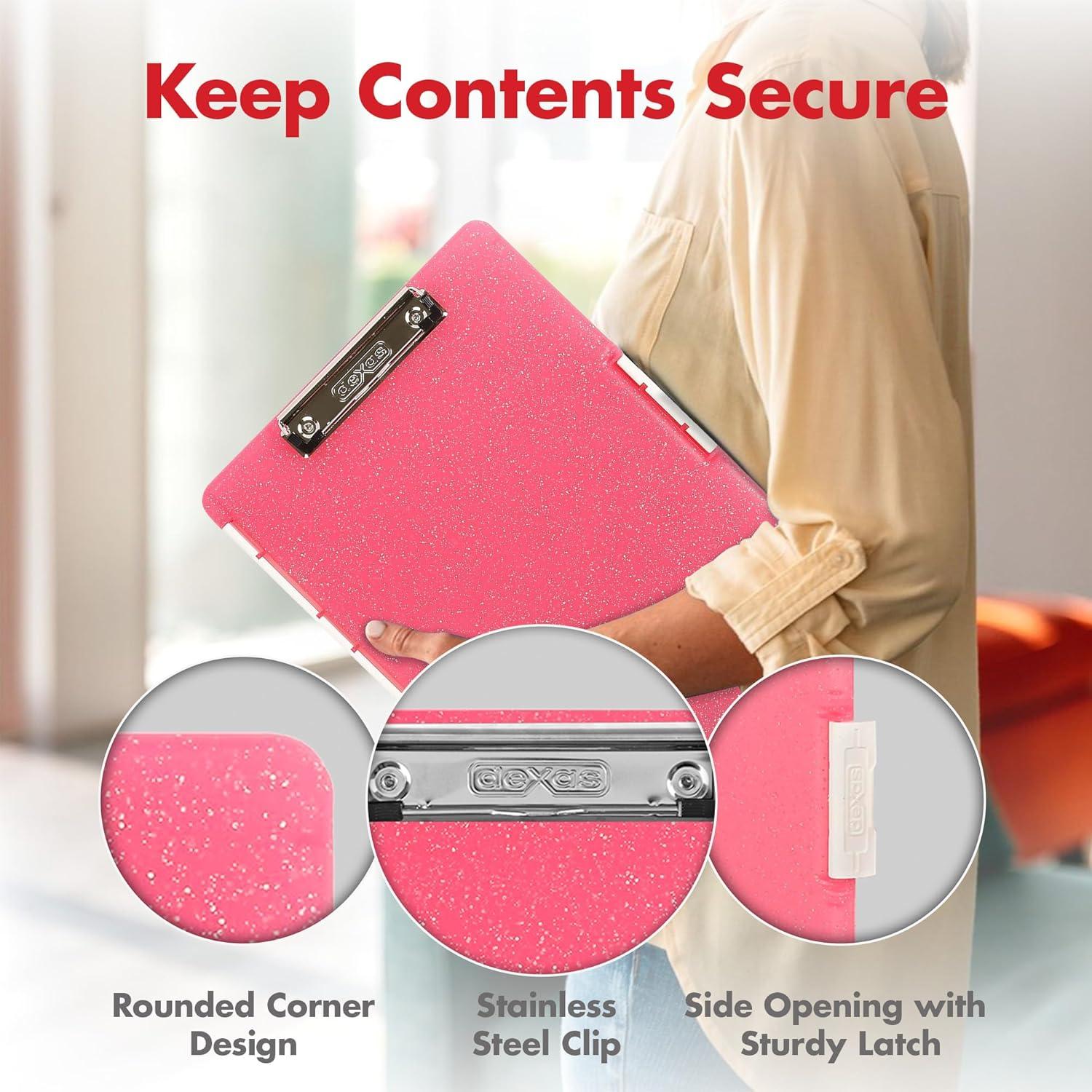 Clipboard Dexas Slimcase 2 con Almacenamiento Rosa A4