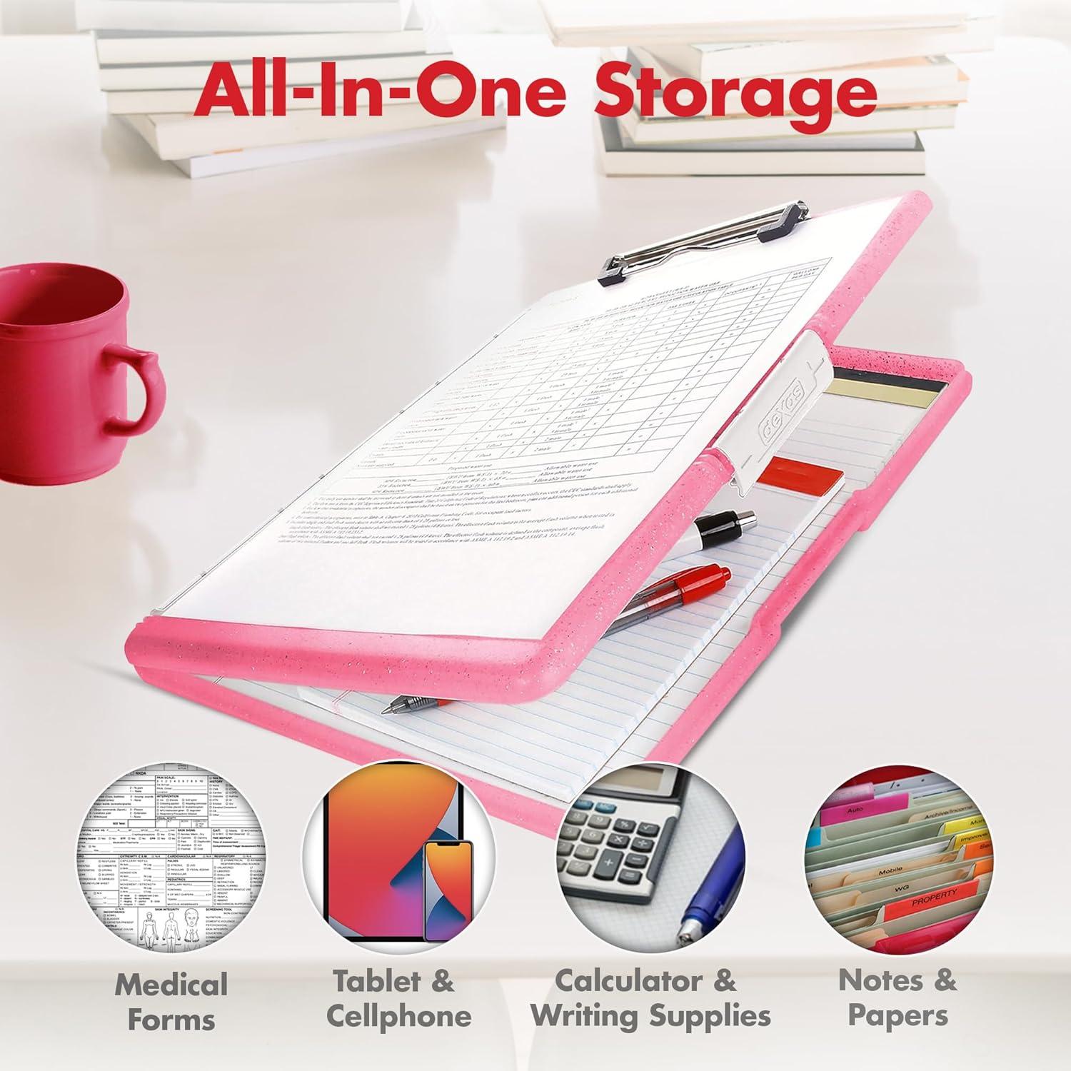 Clipboard Dexas Slimcase 2 con Almacenamiento Rosa A4