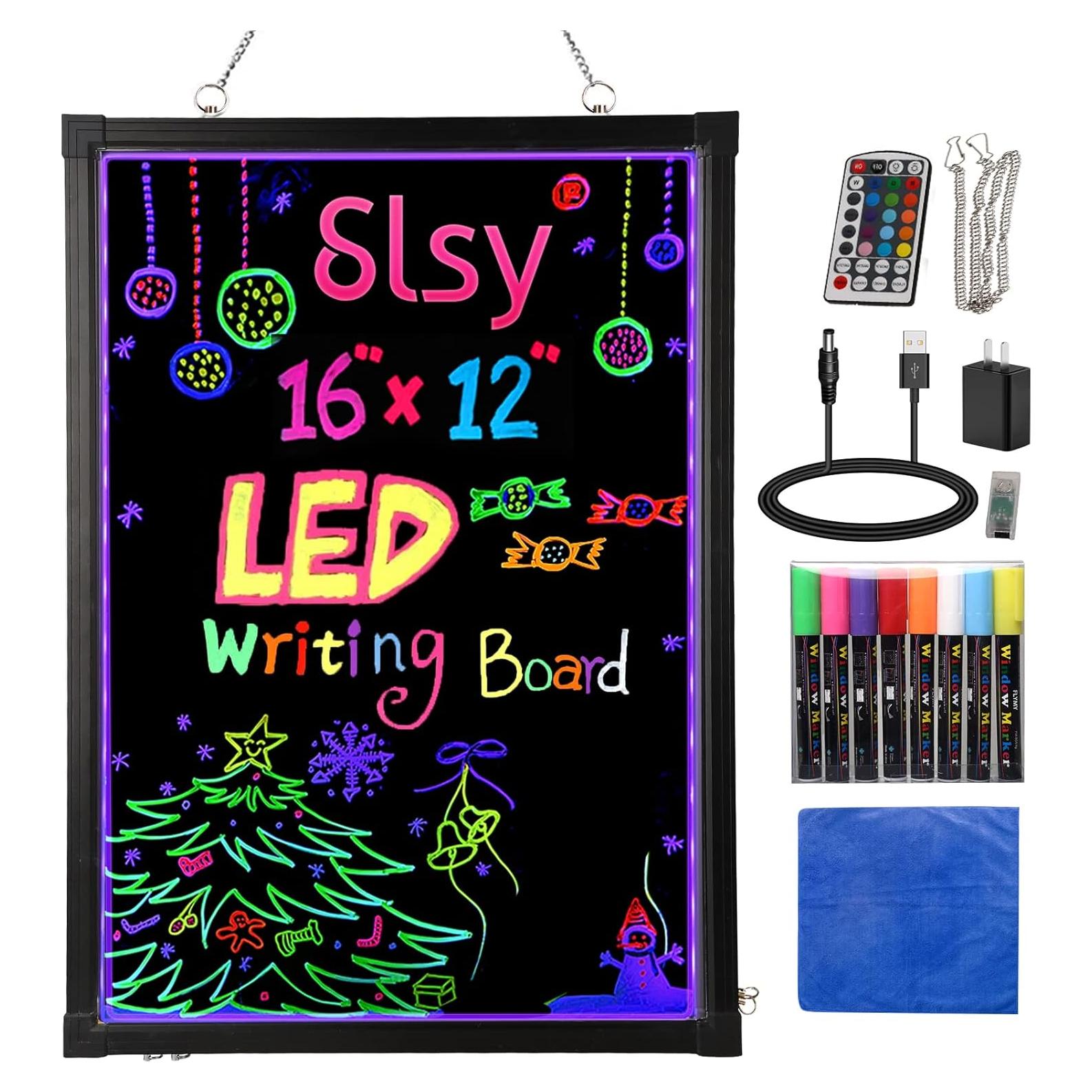 Tablero de Mensajes LED Slsy 40.64x30.48cm con 8 Marcadores