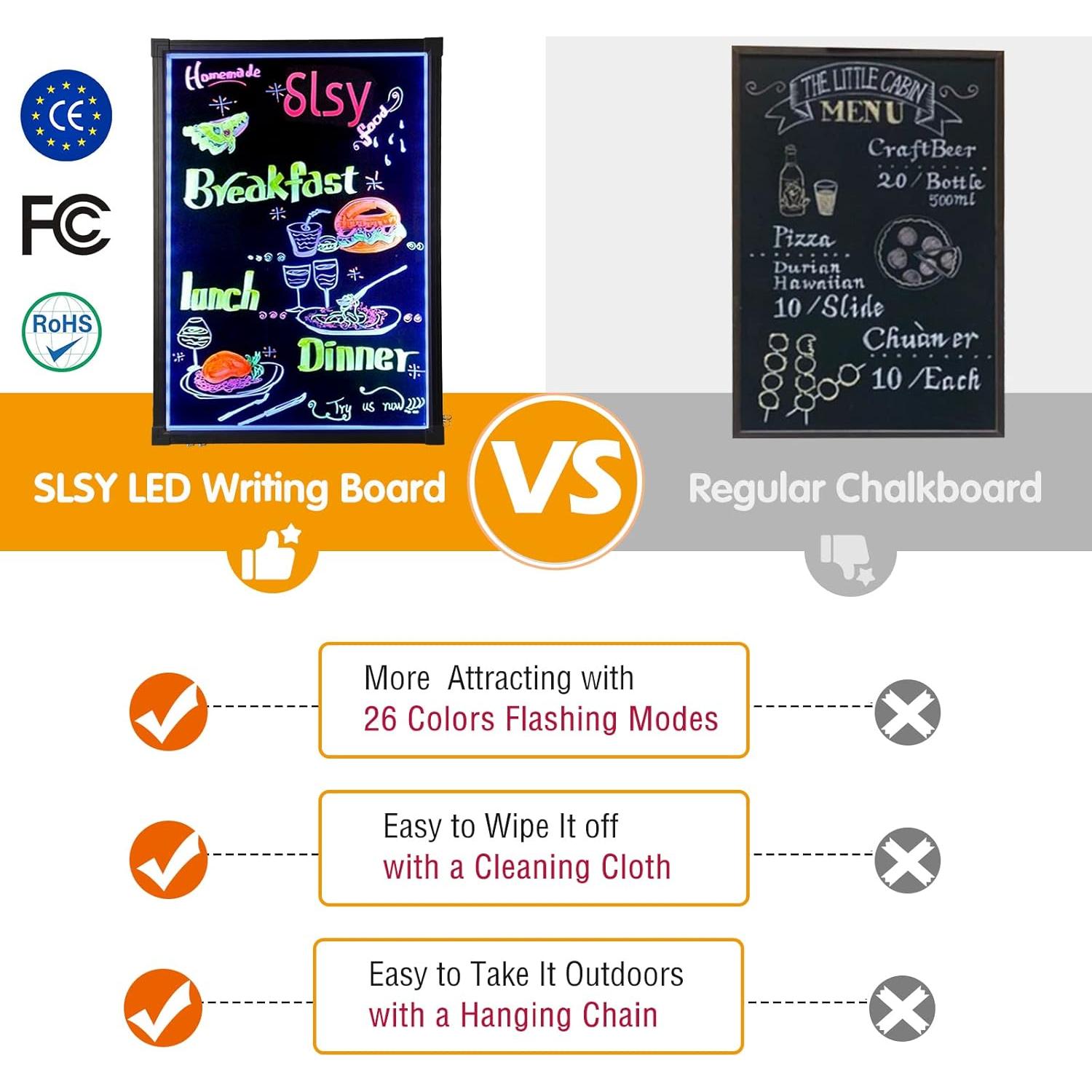 Tablero de Mensajes LED Slsy 40.64x30.48cm con 8 Marcadores