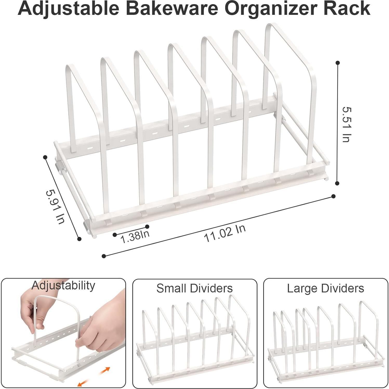Organizador de Utensilios de Hornear TEAMOLA 2 Pcs Ajustable Blanco