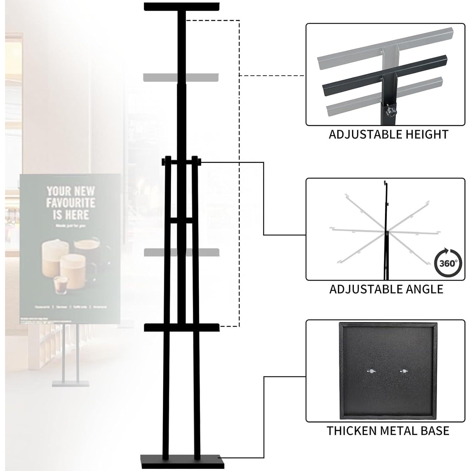 Soporte de Carteles Retráctil Skybok 2 Paquete Metal Negro