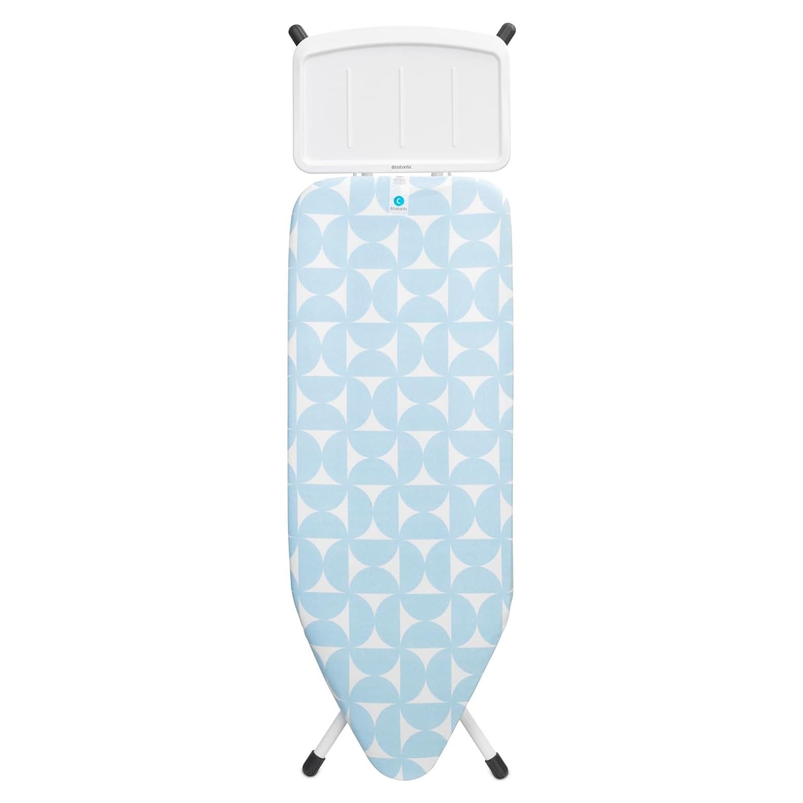 Size C Ironing Board (49x18 in) 7 Height Options, Solid Steam Unit Holder (Fresh Breeze) Non-Slip Feet, Anti-Collapse Child Locks